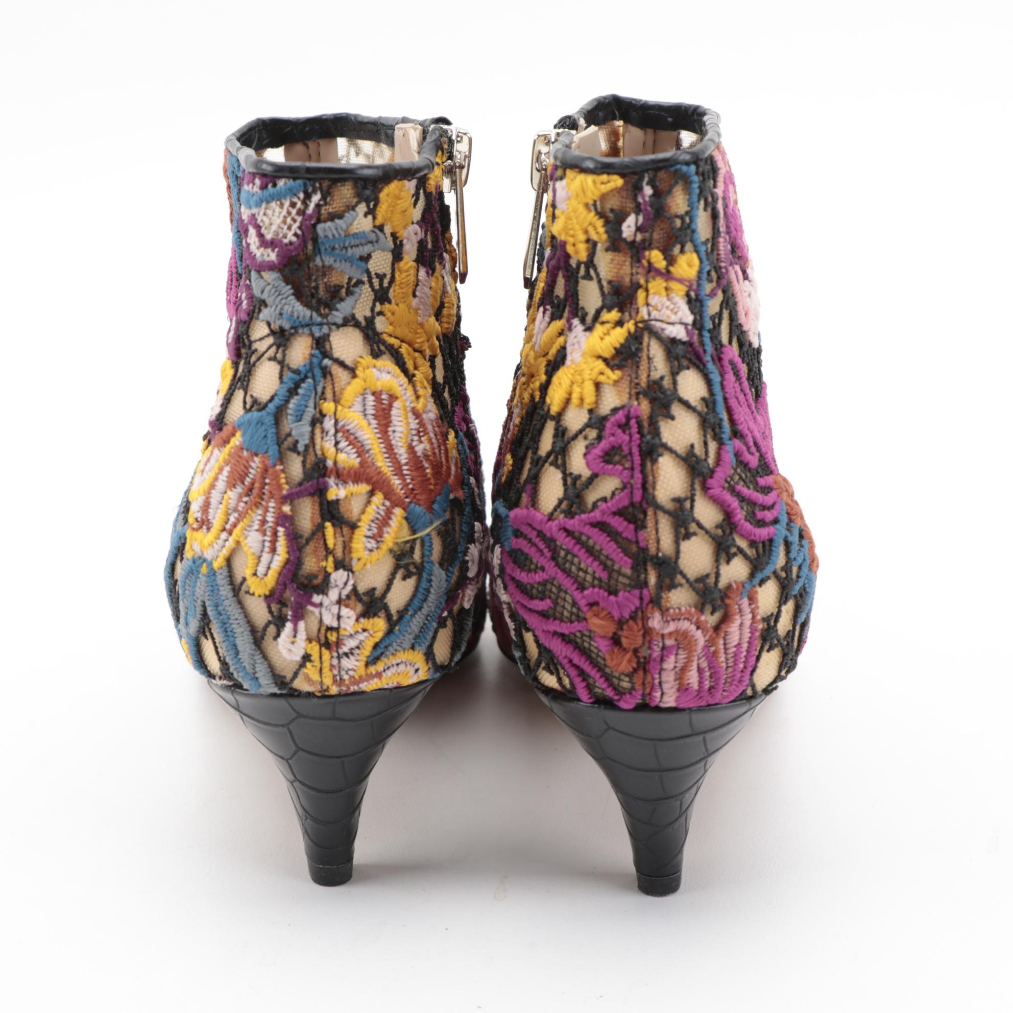 Sam Edelman Kinzey Floral Embroidered Mesh Booties