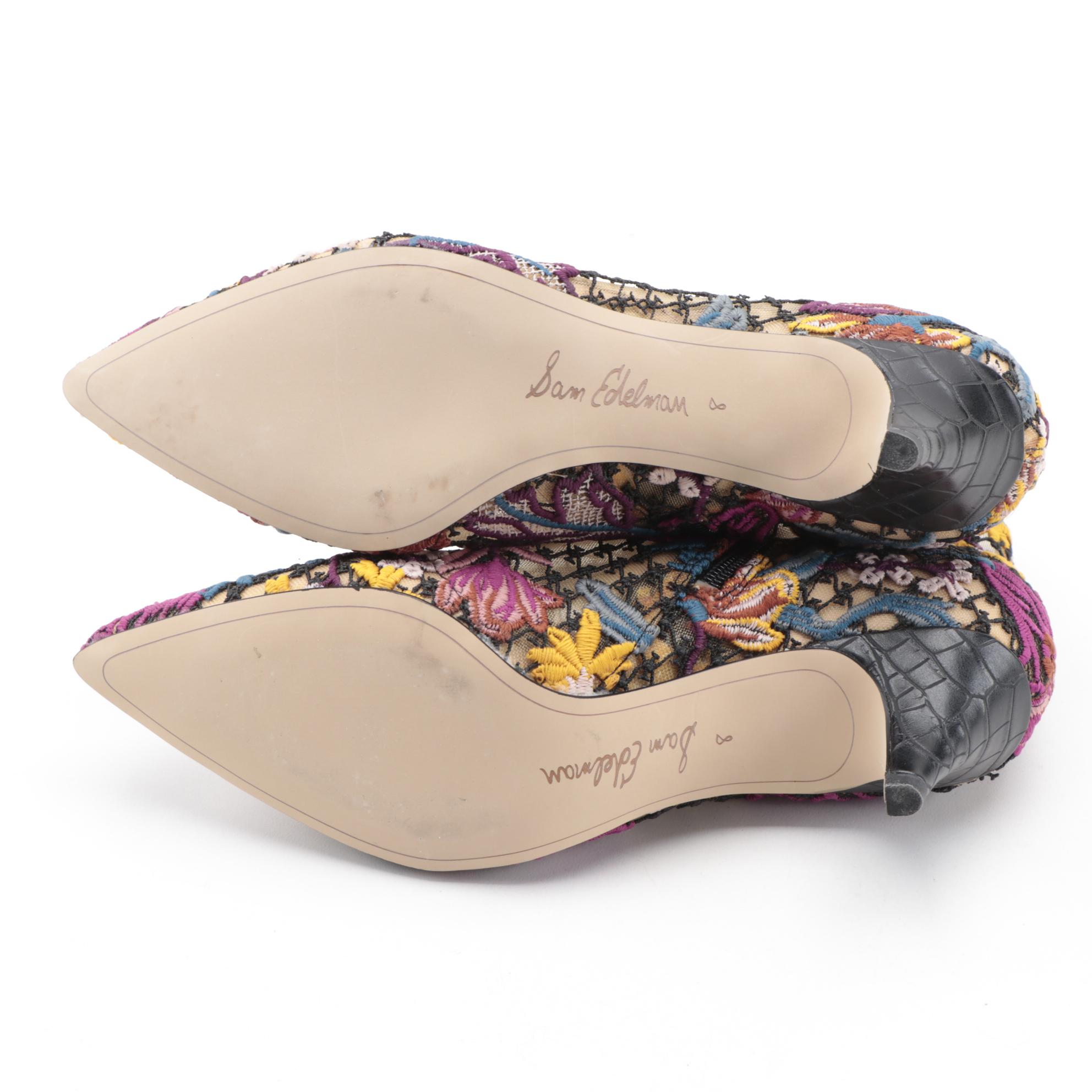 Sam Edelman Kinzey Floral Embroidered Mesh Booties