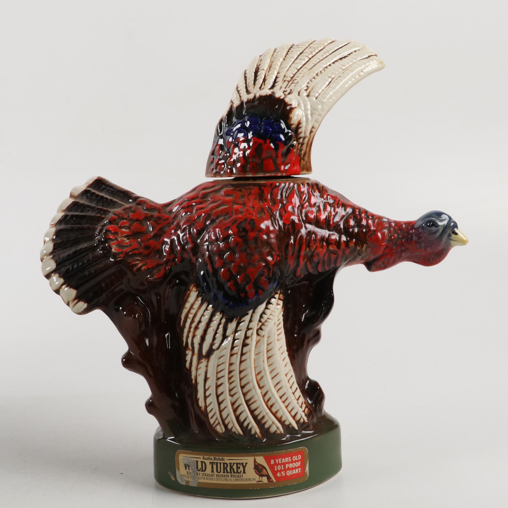 Austin Nichols Wild Turkey Ceramic Bourbon Decanters, 1970s