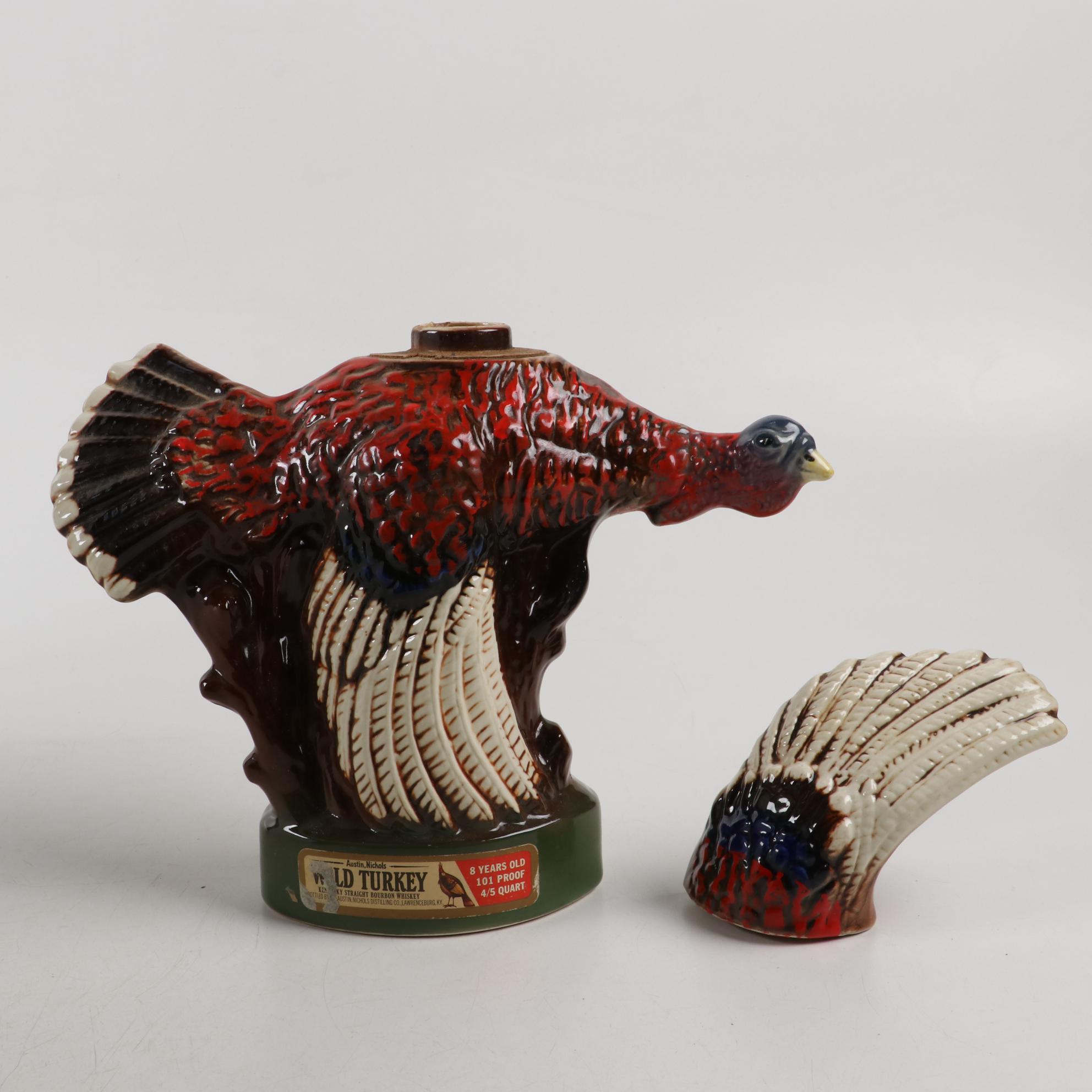 Austin Nichols Wild Turkey Ceramic Bourbon Decanters, 1970s