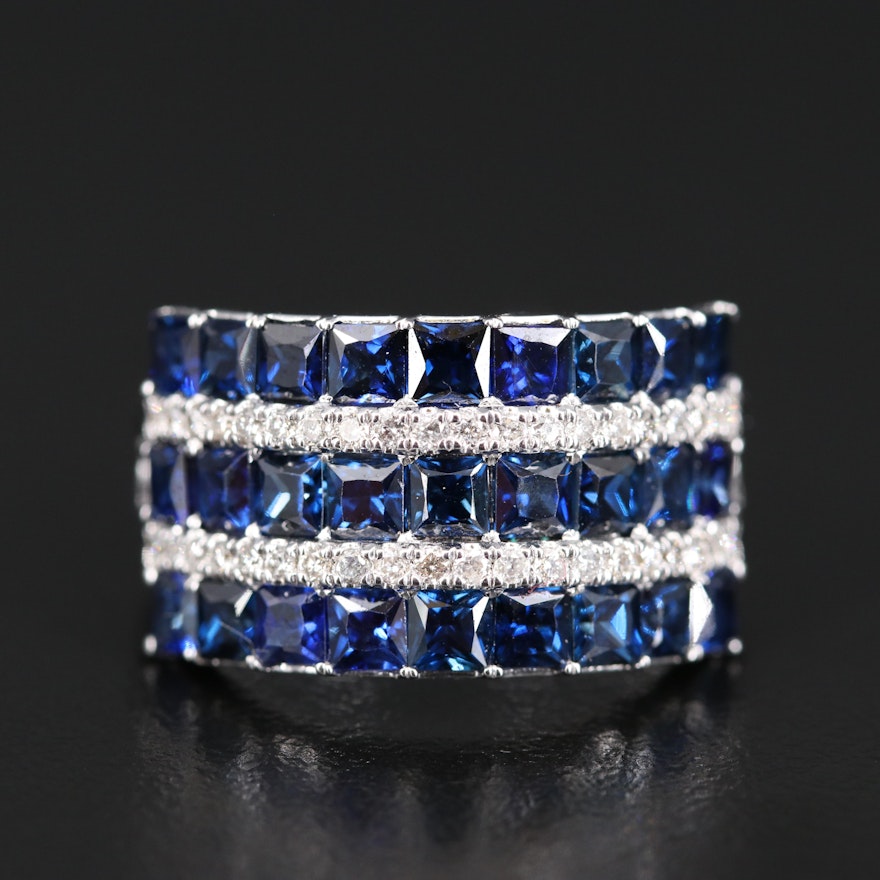 EFFY 14K Sapphire and Diamond Multi-Row Ring