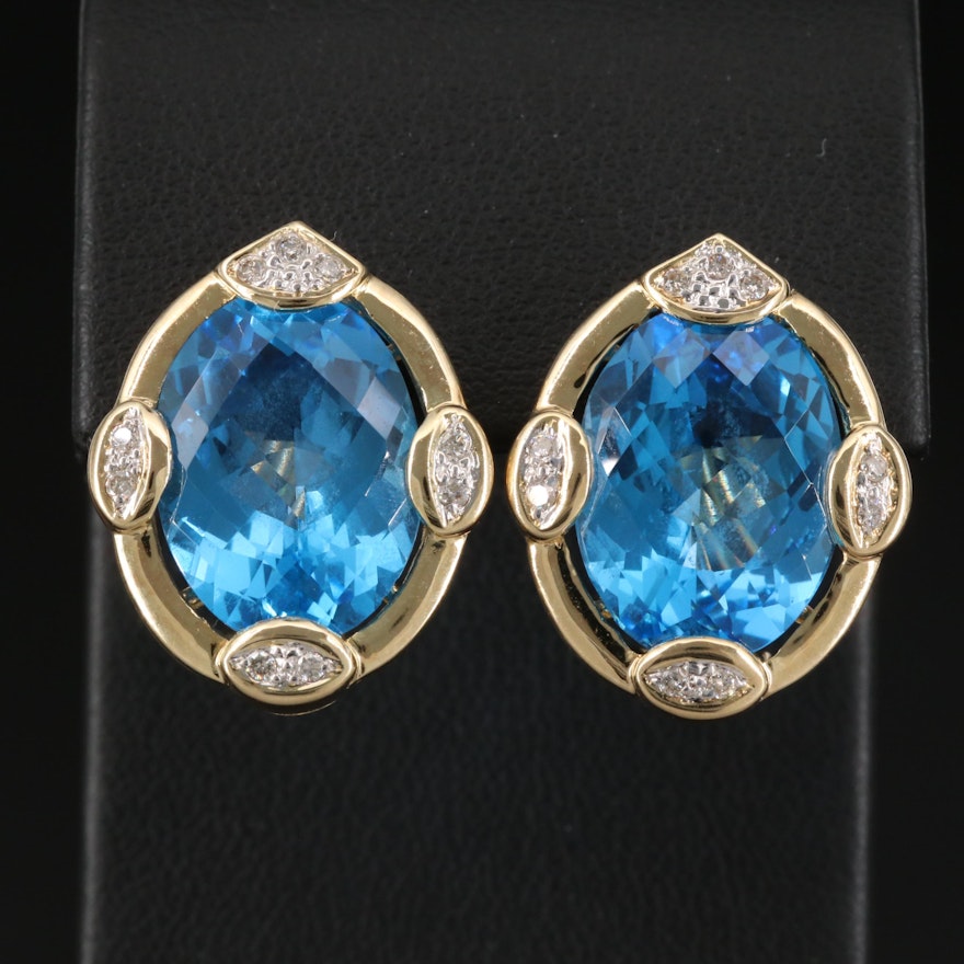 14K Topaz and Diamond Earrings