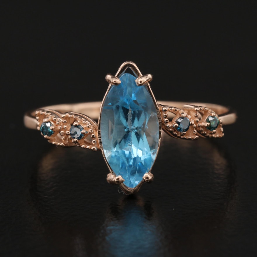 14K Topaz and Diamond Ring