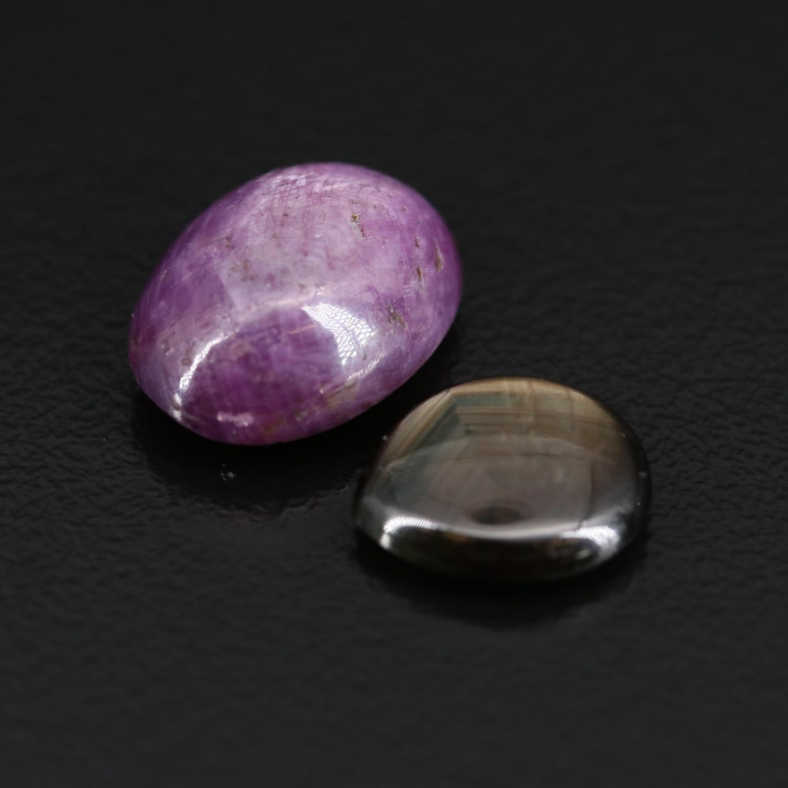 Loose Black Star Sapphire and Star Corundum Cabochons