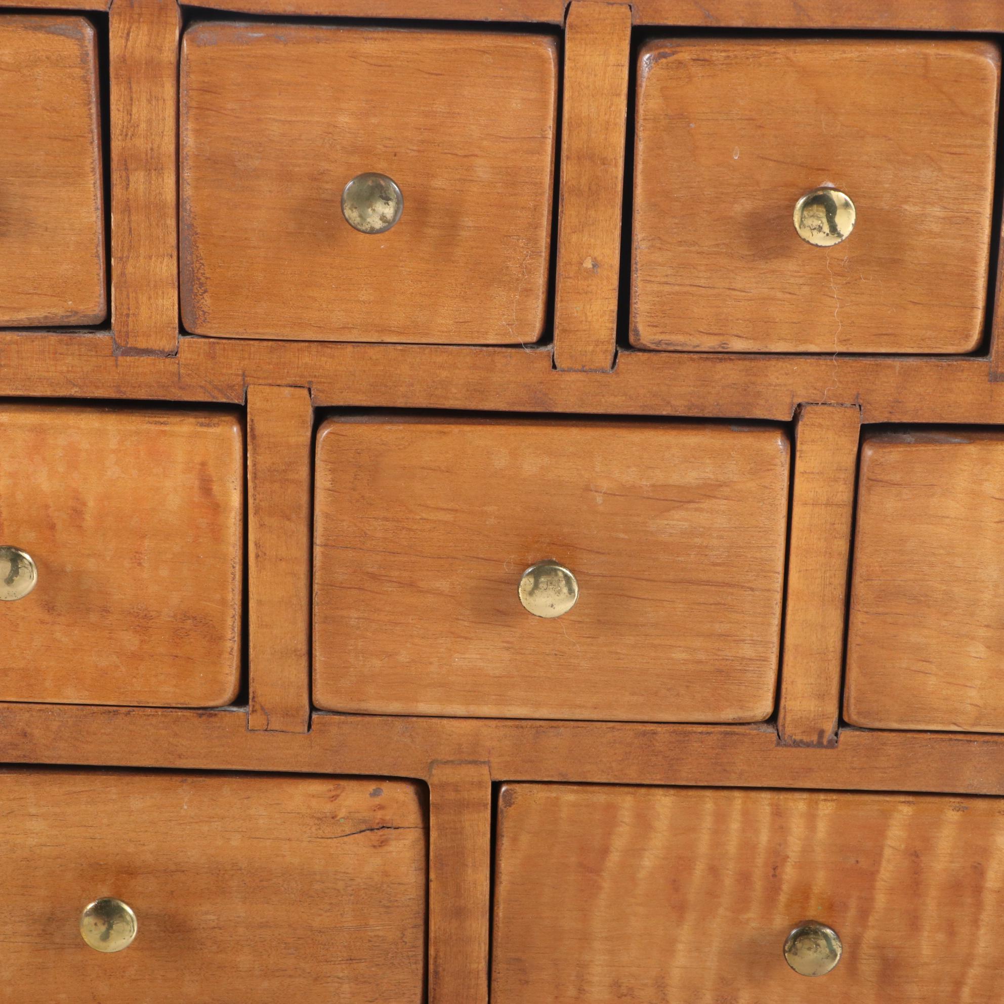 Small Curly Maple Spice or Apothecary Chest, Mid to Late 20th Century