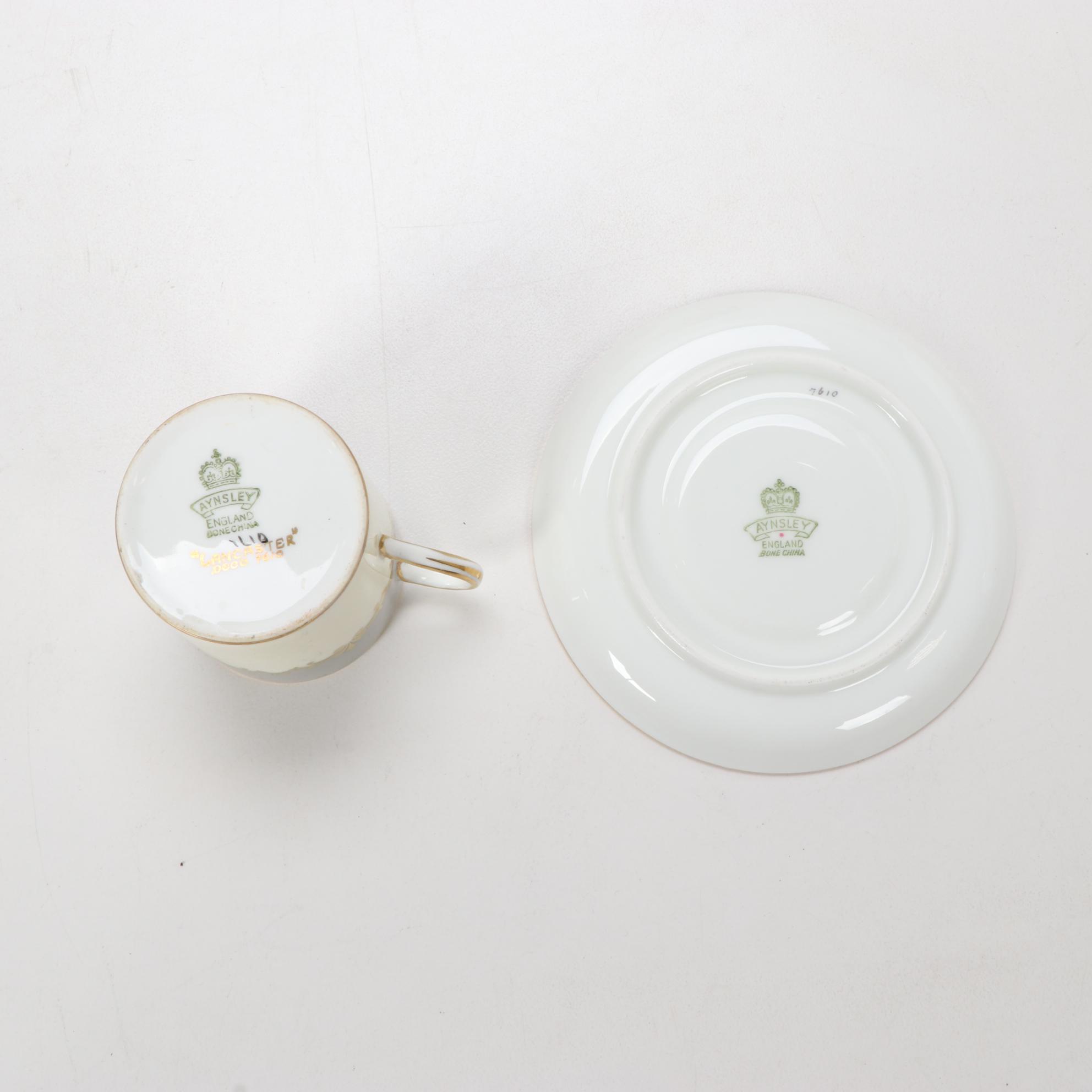 Aynsley "Lancaster" Bone China Coffee Cups and Saucers, 1939–1960