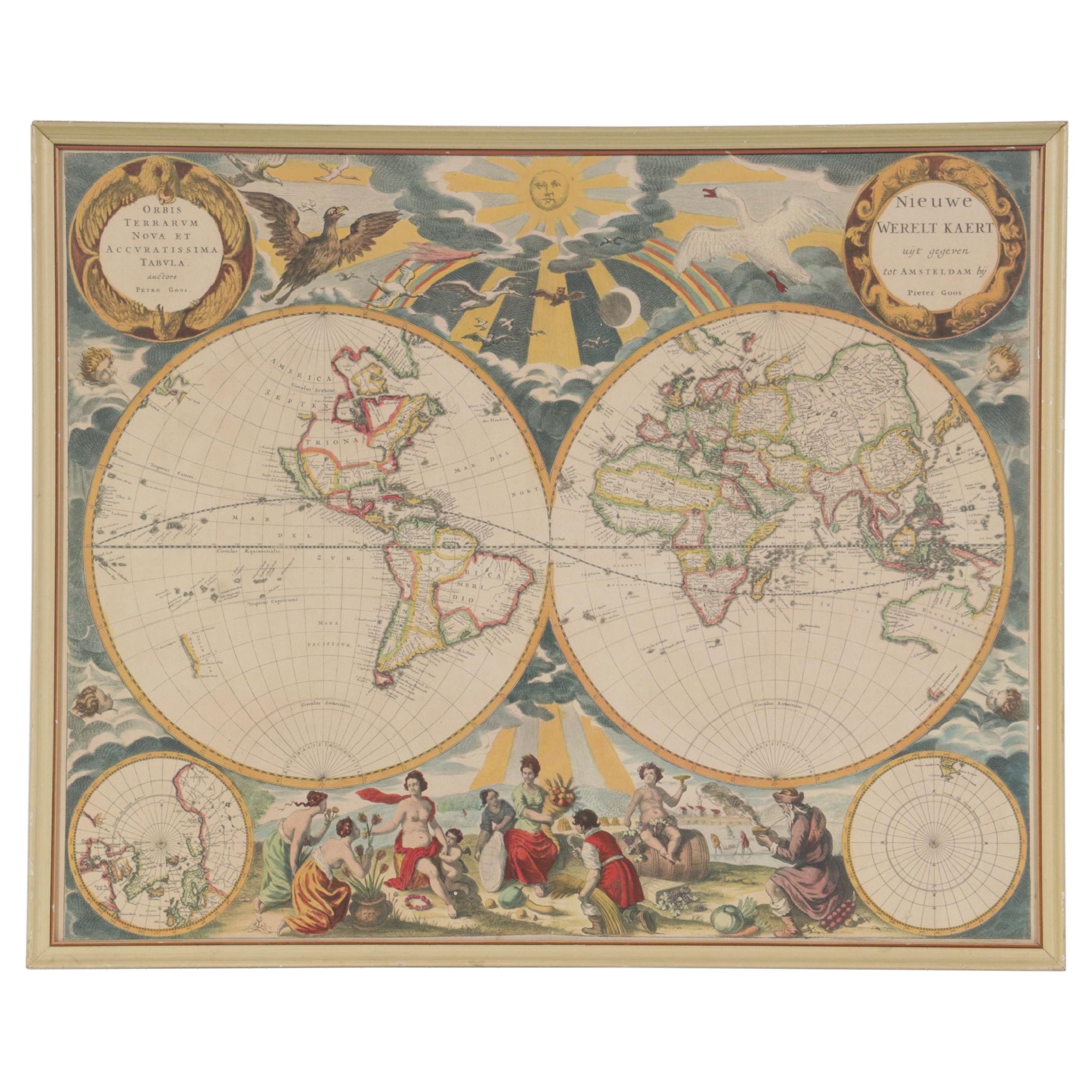 Halftone Map after Pieter Goos "Nieuwe Werelt Kaert" from "De Zee Atlas"