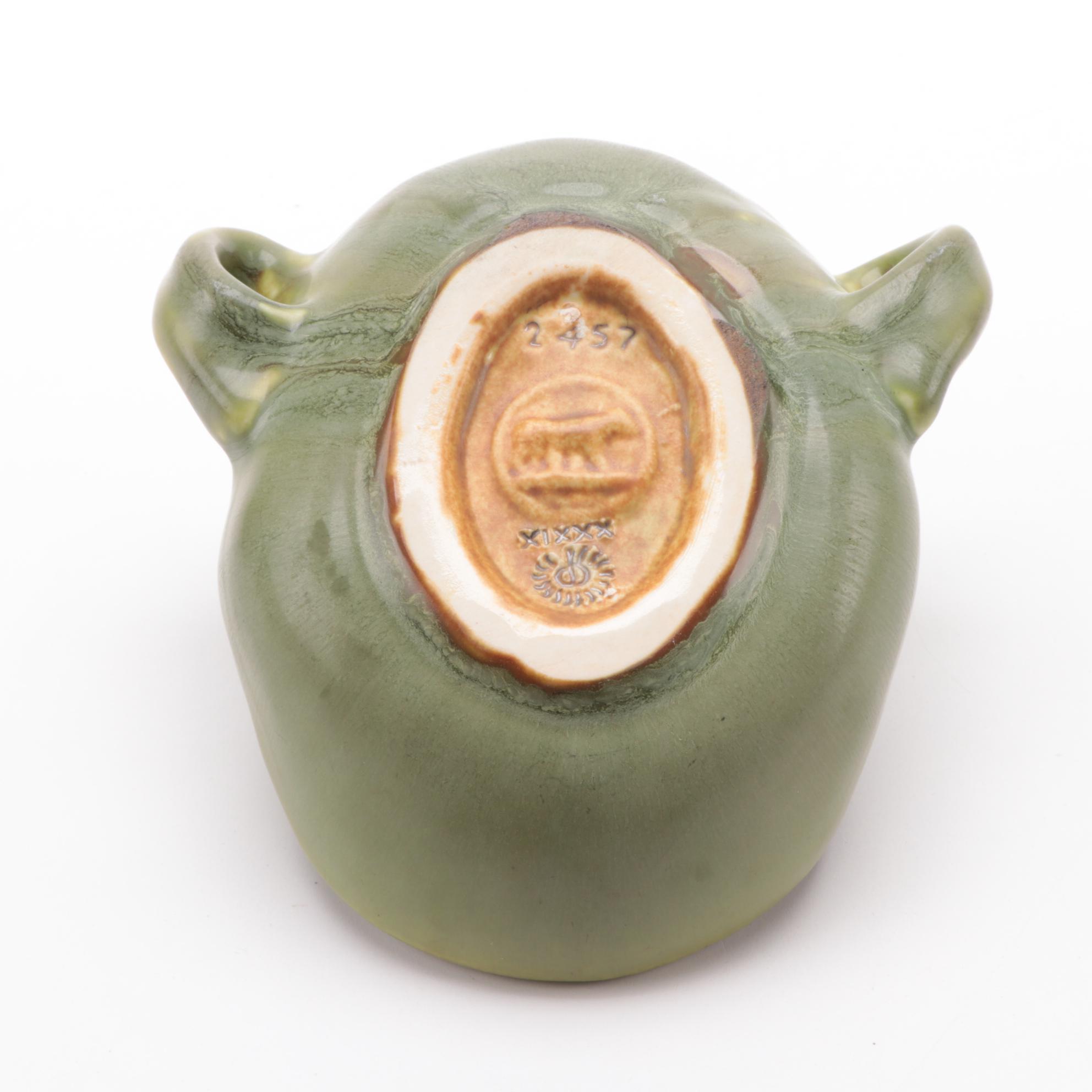 Rookwood Pottery "Devil Mask" Jade Green Glaze Ceramic Ashtray, 1939