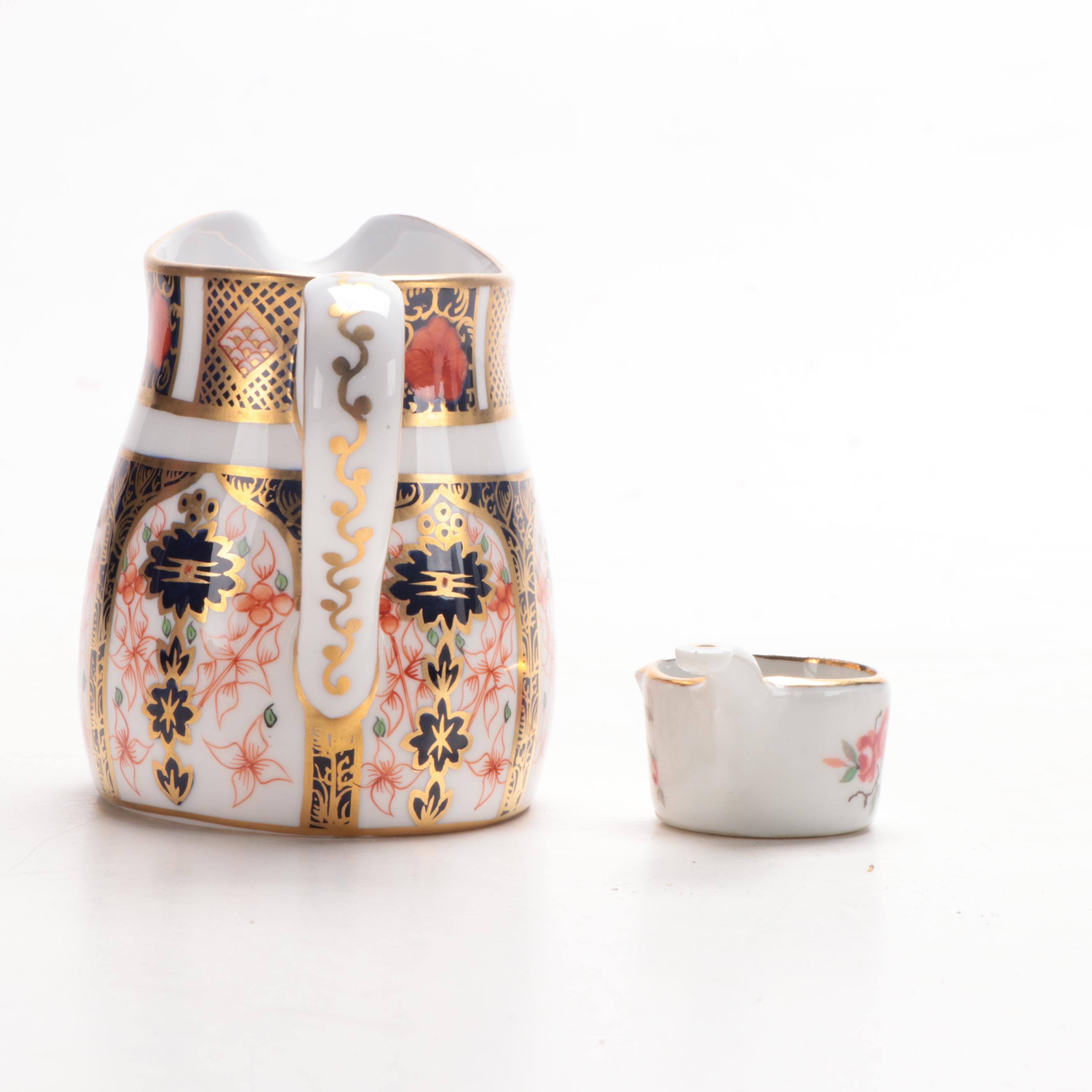 Royal Crown Derby "Old Imari" Bone China Creamer and Miniature Pot, Mid-20th C.