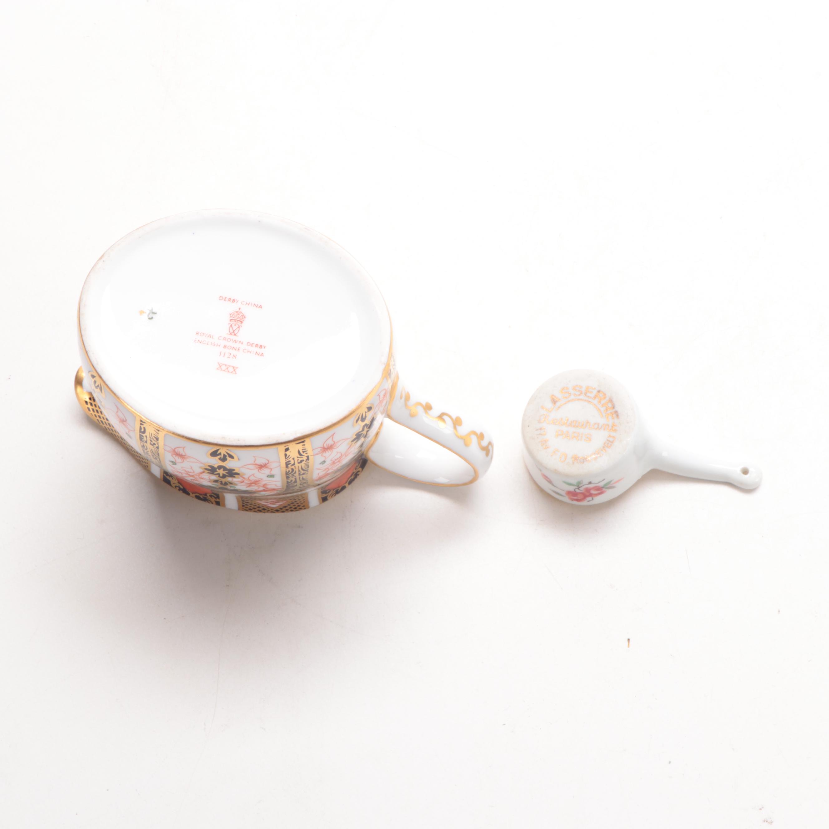 Royal Crown Derby "Old Imari" Bone China Creamer and Miniature Pot, Mid-20th C.