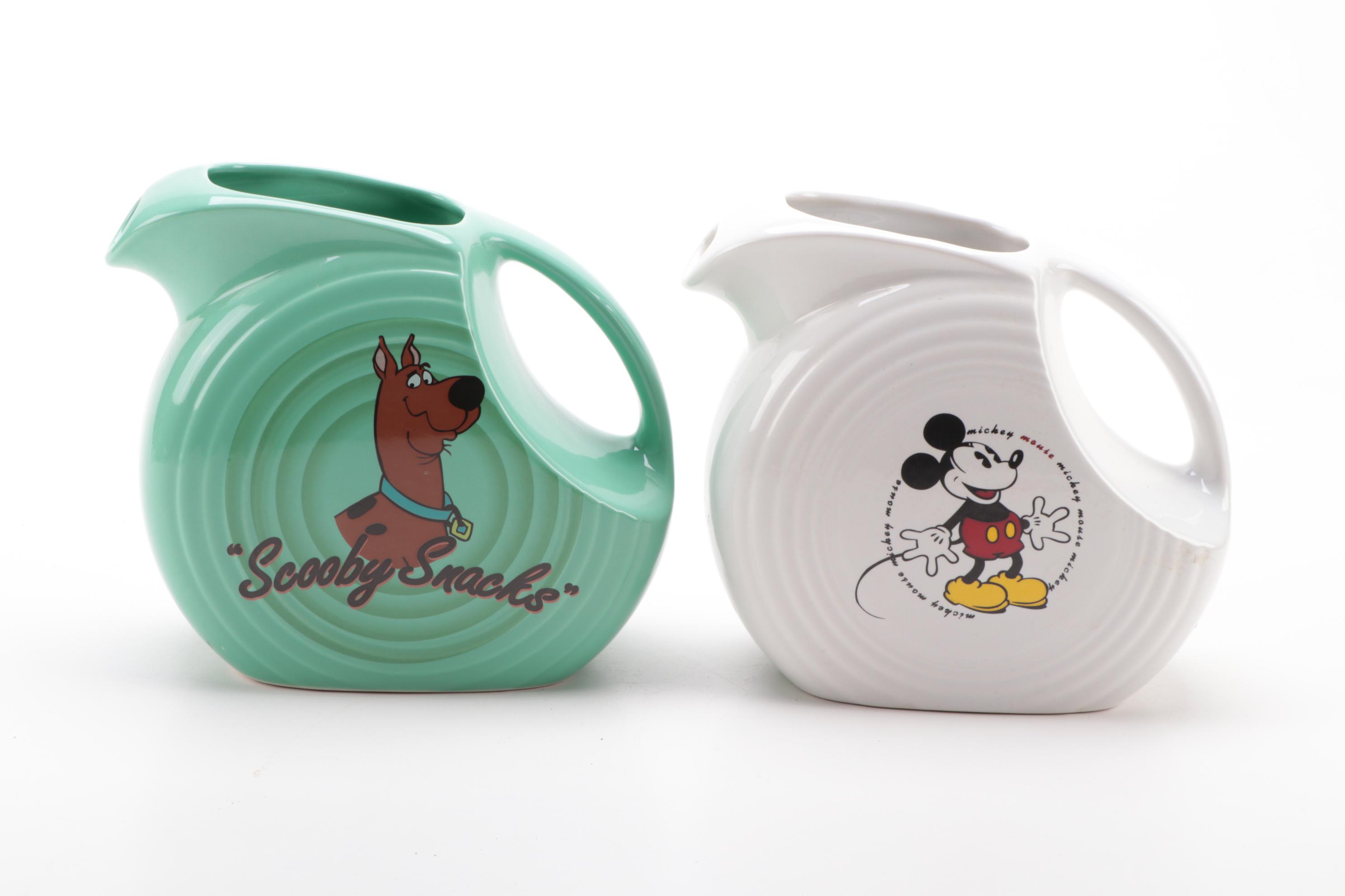 Homer Laughlin Co. Fiesta "Mickey Mouse" and "Scooby-Doo" Water Pitchers
