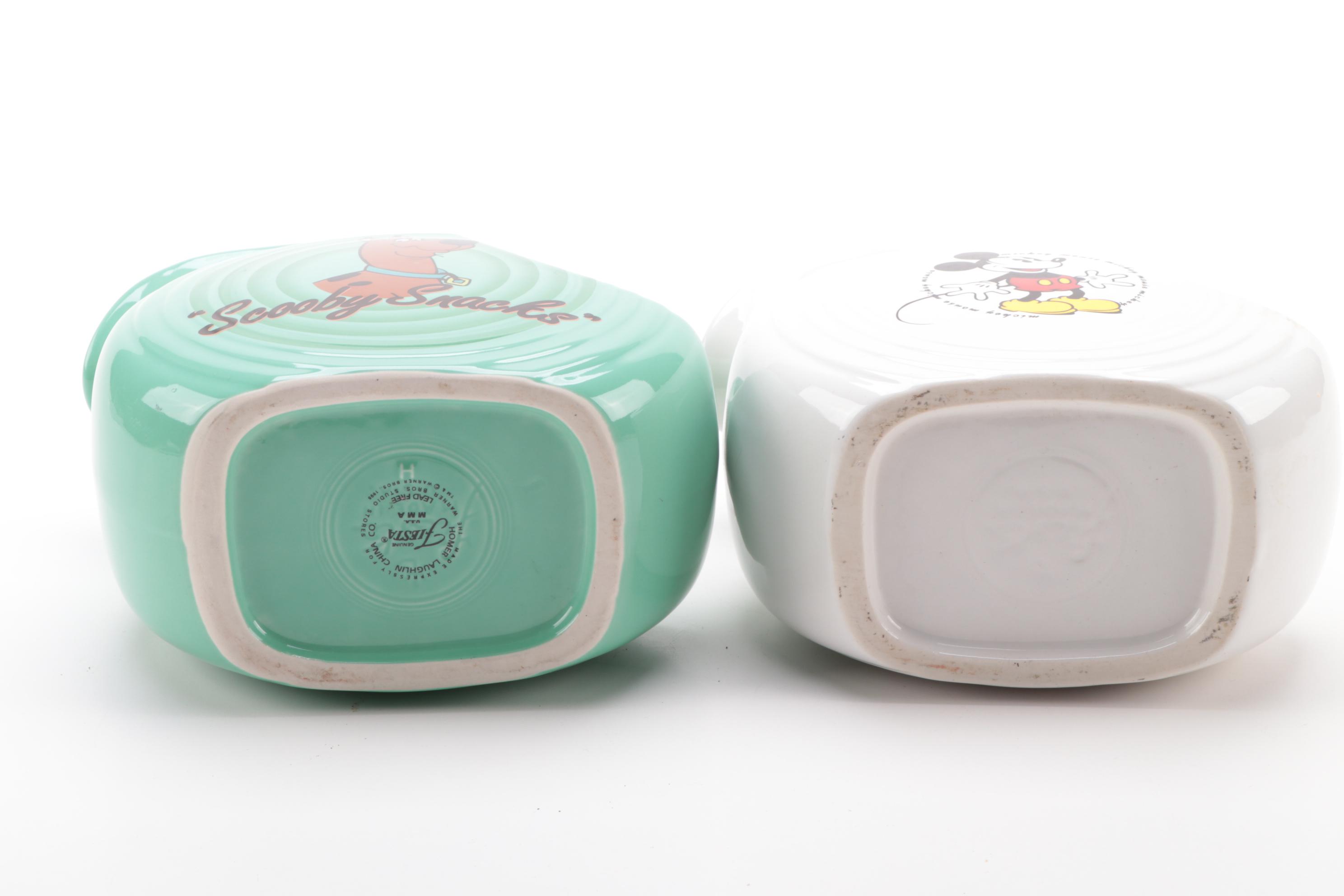 Homer Laughlin Co. Fiesta "Mickey Mouse" and "Scooby-Doo" Water Pitchers