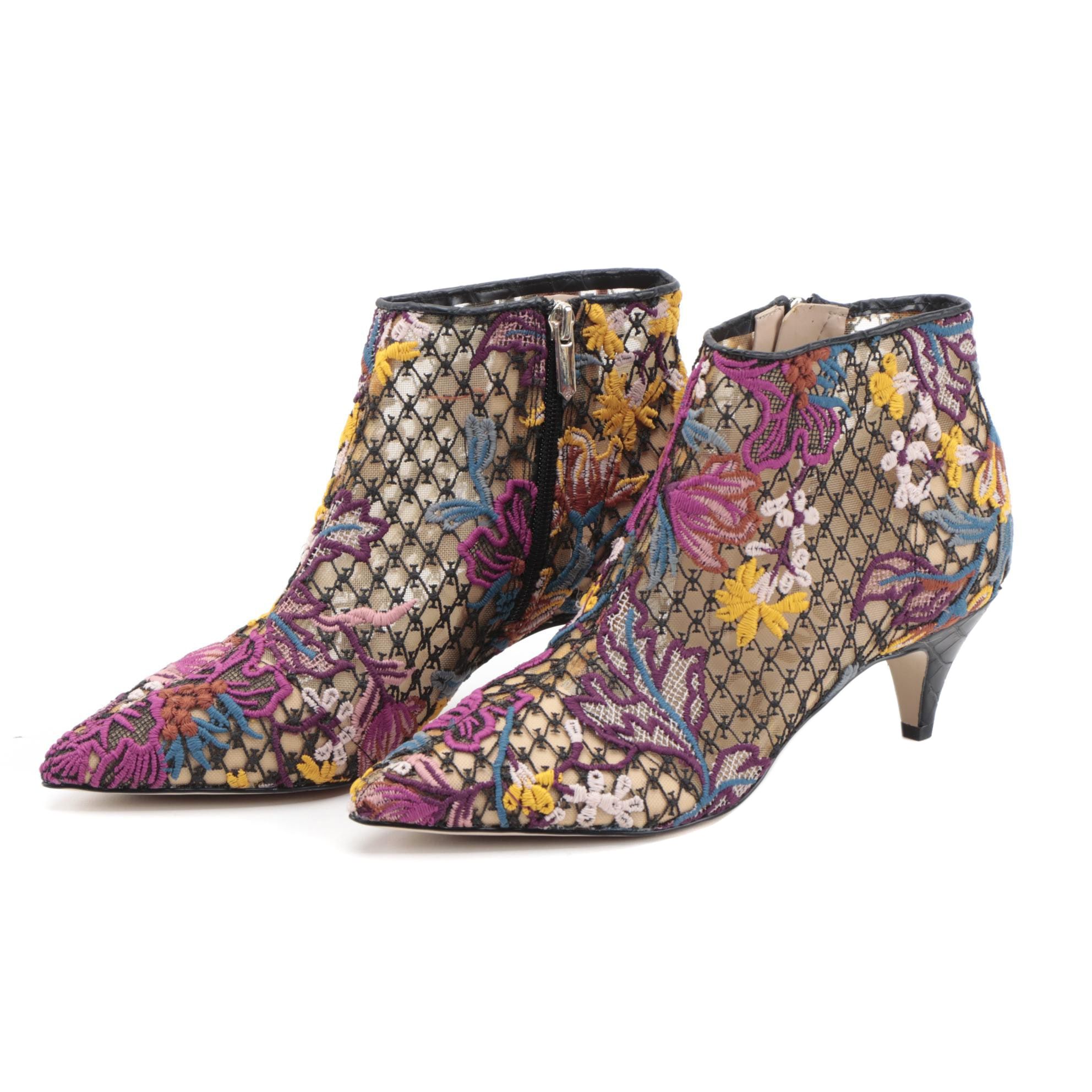 Sam Edelman Kinzey Floral Embroidered Mesh Booties