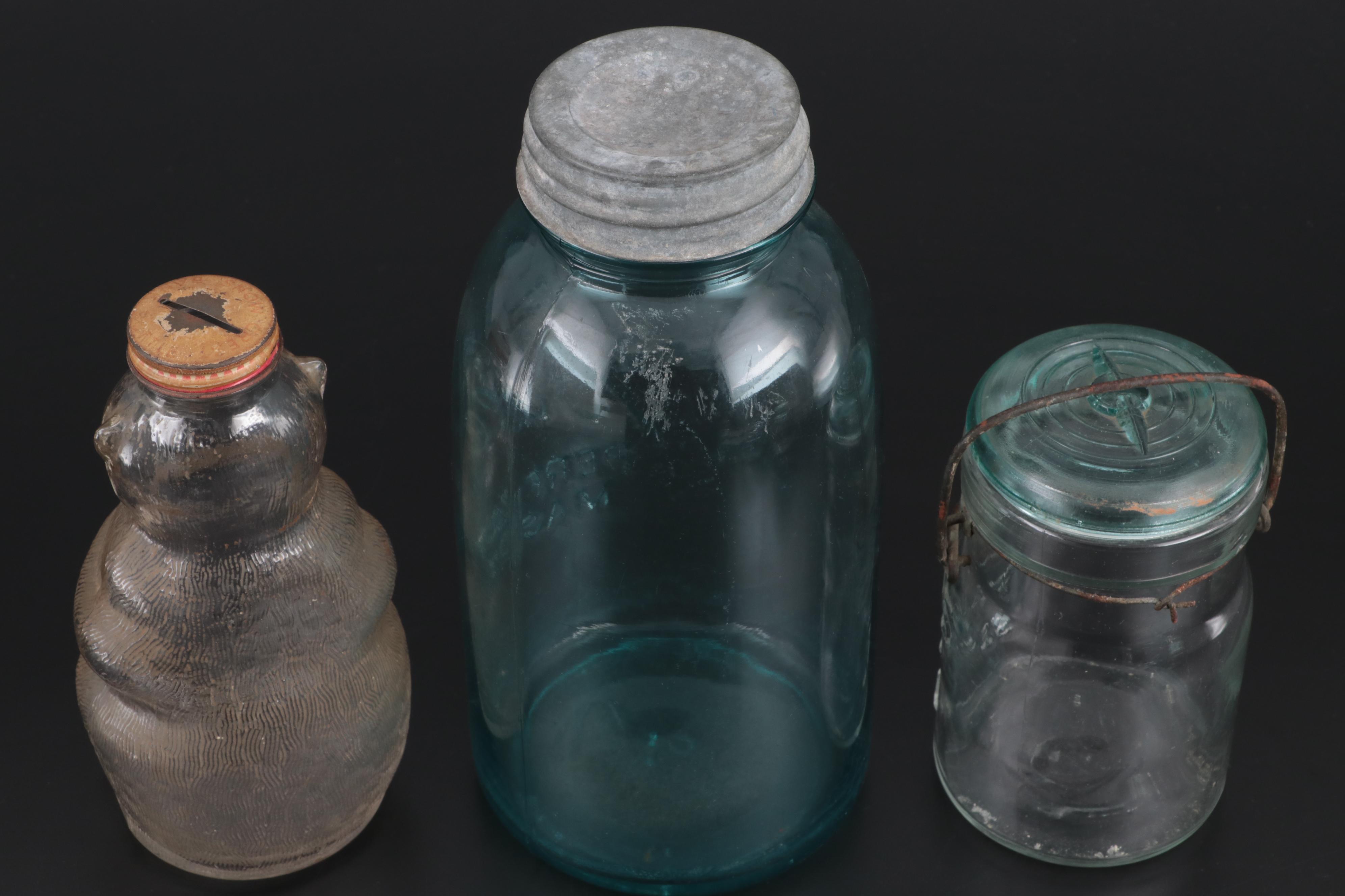 Atlas and Ball Glass Mason Jars, and Snow Crest Beverages Bear Bank