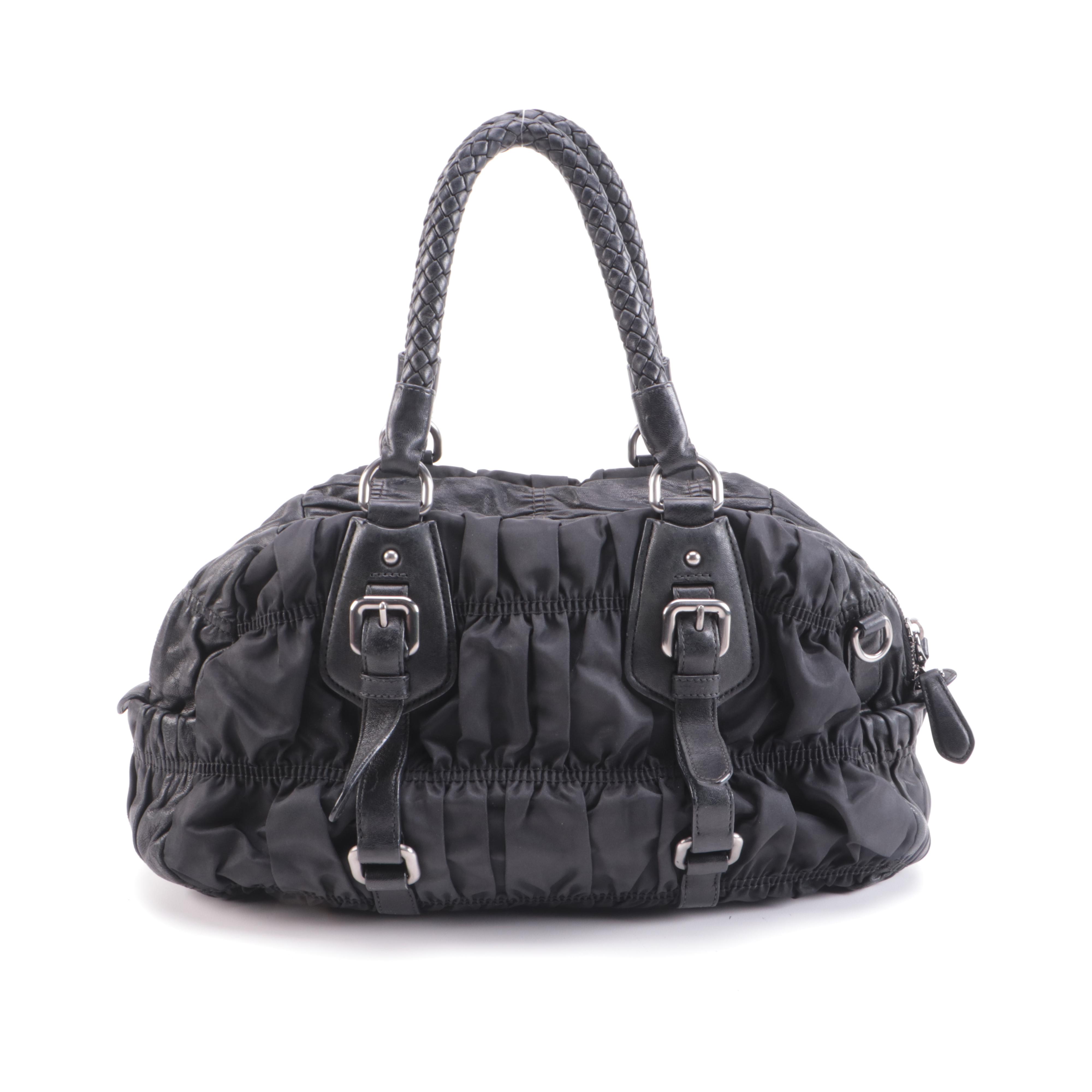 Prada Black Tessuto Gauffré Nylon and Leather Two-Way Satchel
