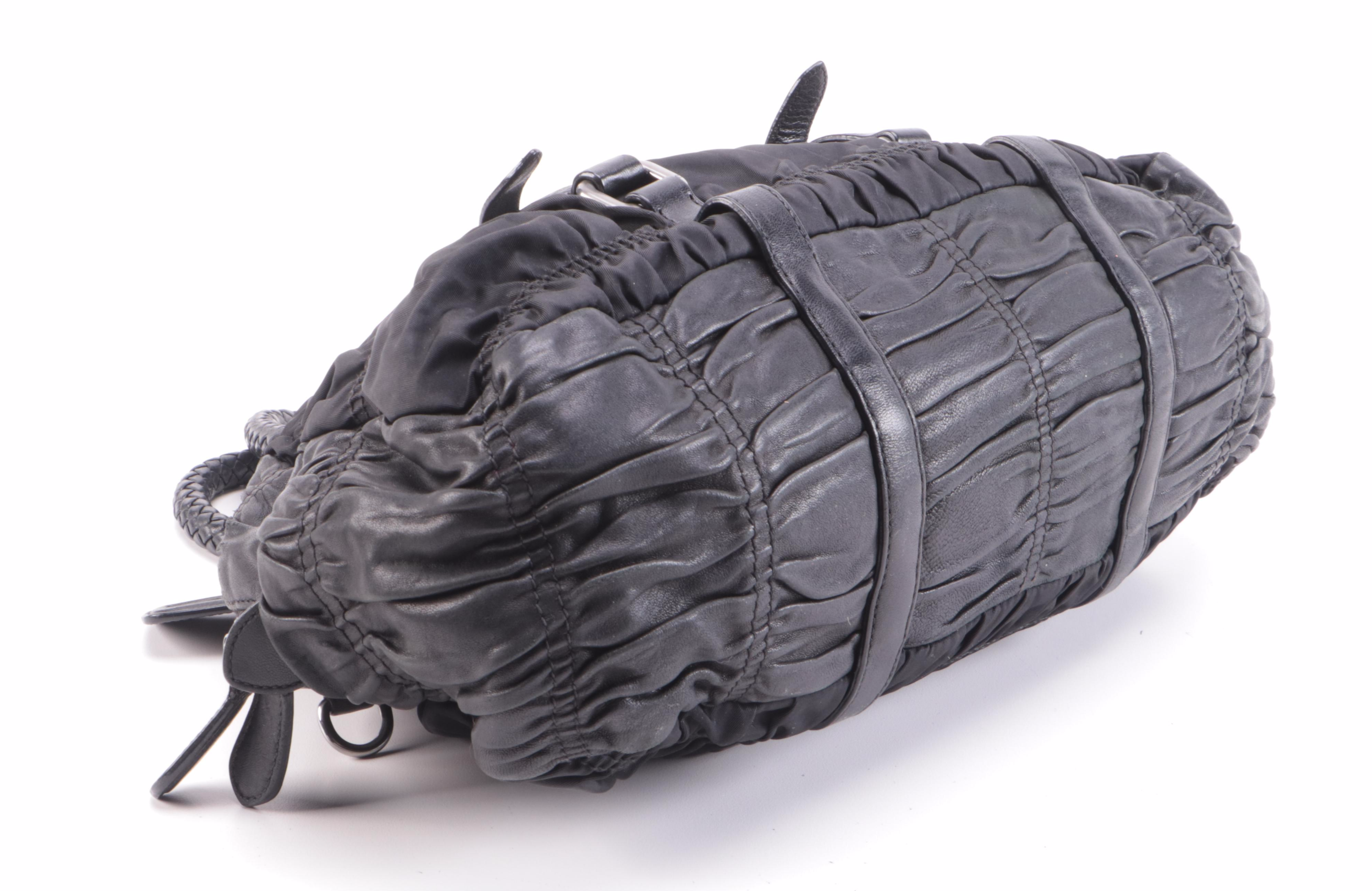 Prada Black Tessuto Gauffré Nylon and Leather Two-Way Satchel