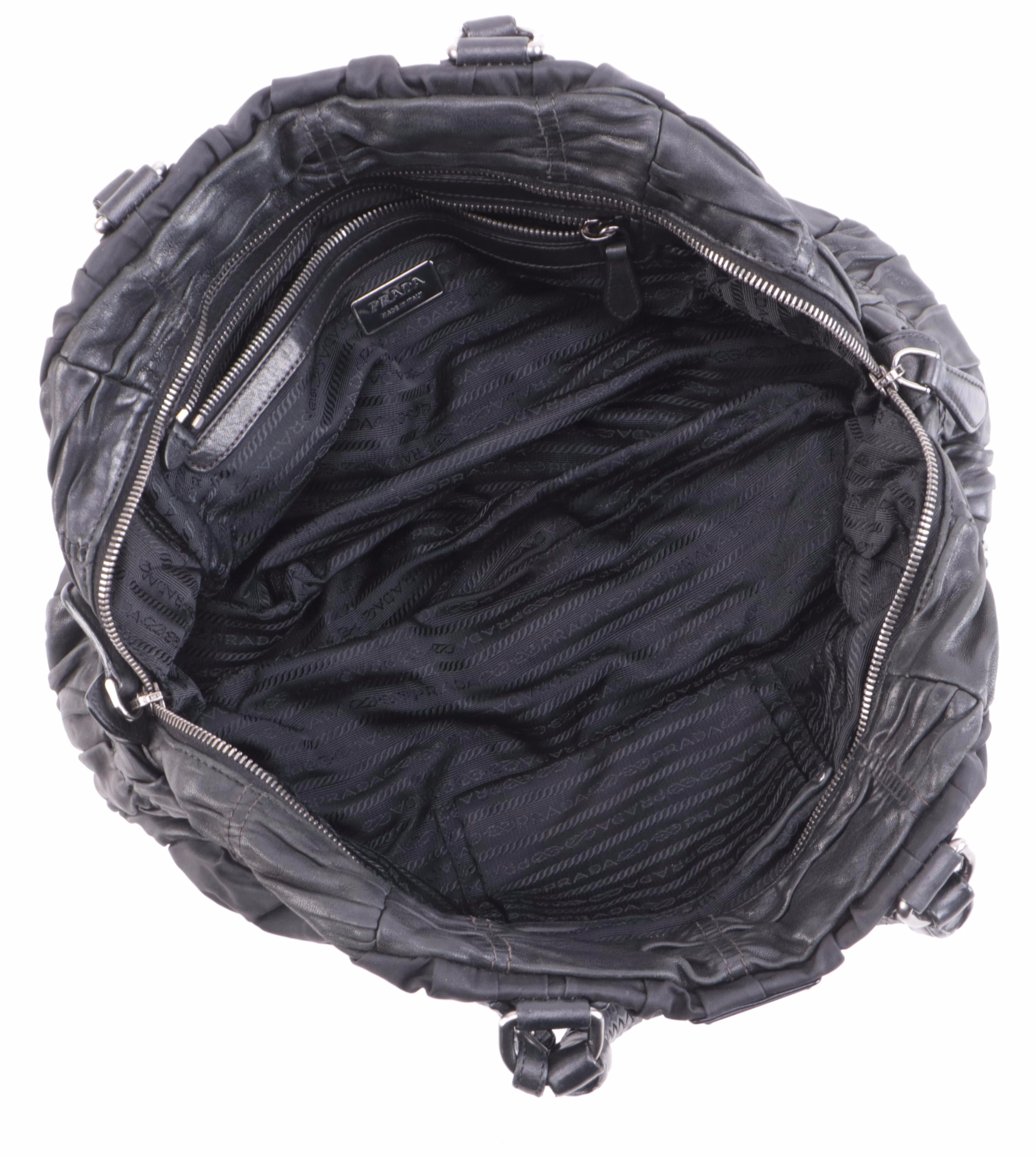 Prada Black Tessuto Gauffré Nylon and Leather Two-Way Satchel