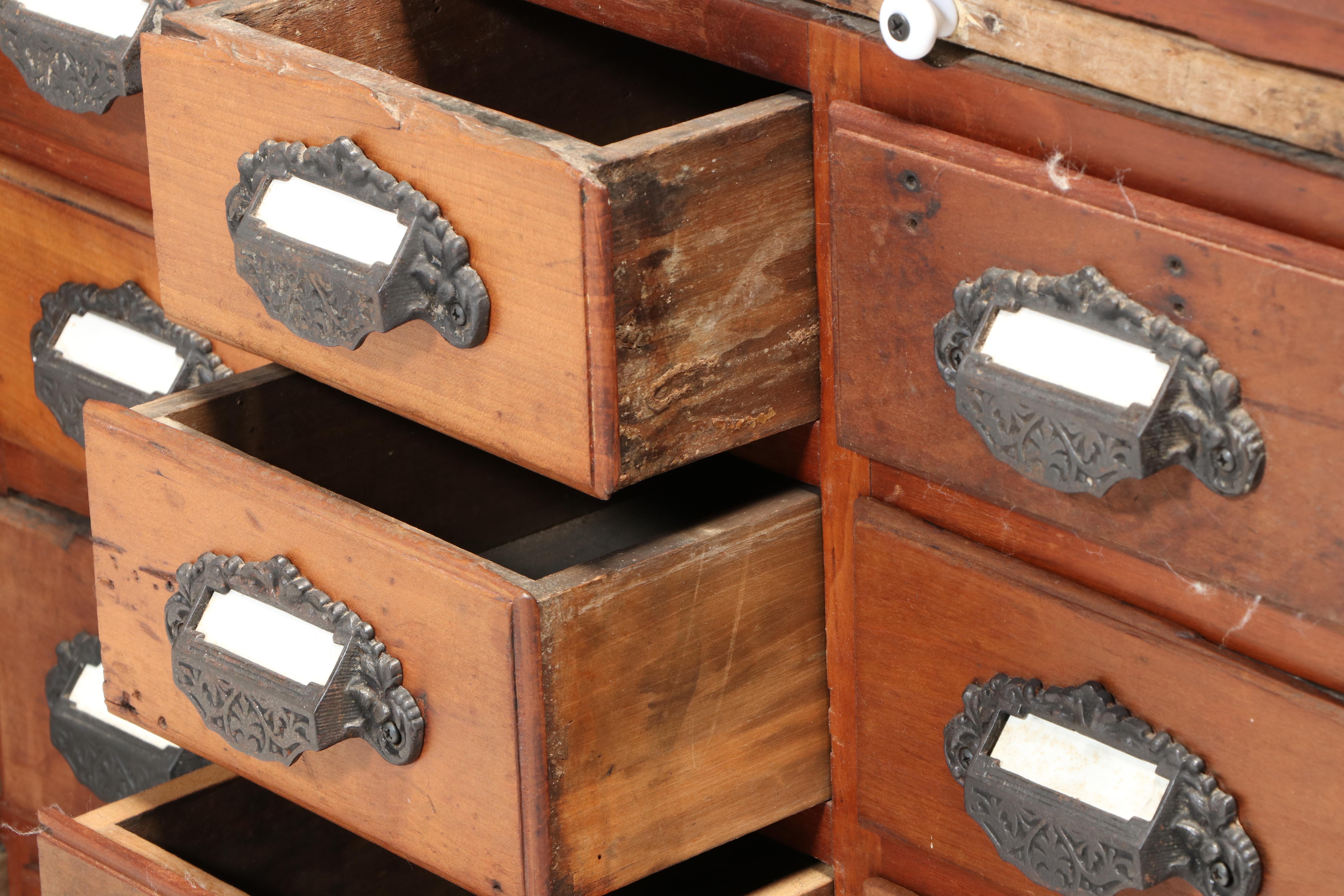 American Primitive Cherrywood Forty-Drawer Apothecary Cabinet, Late 19th Century