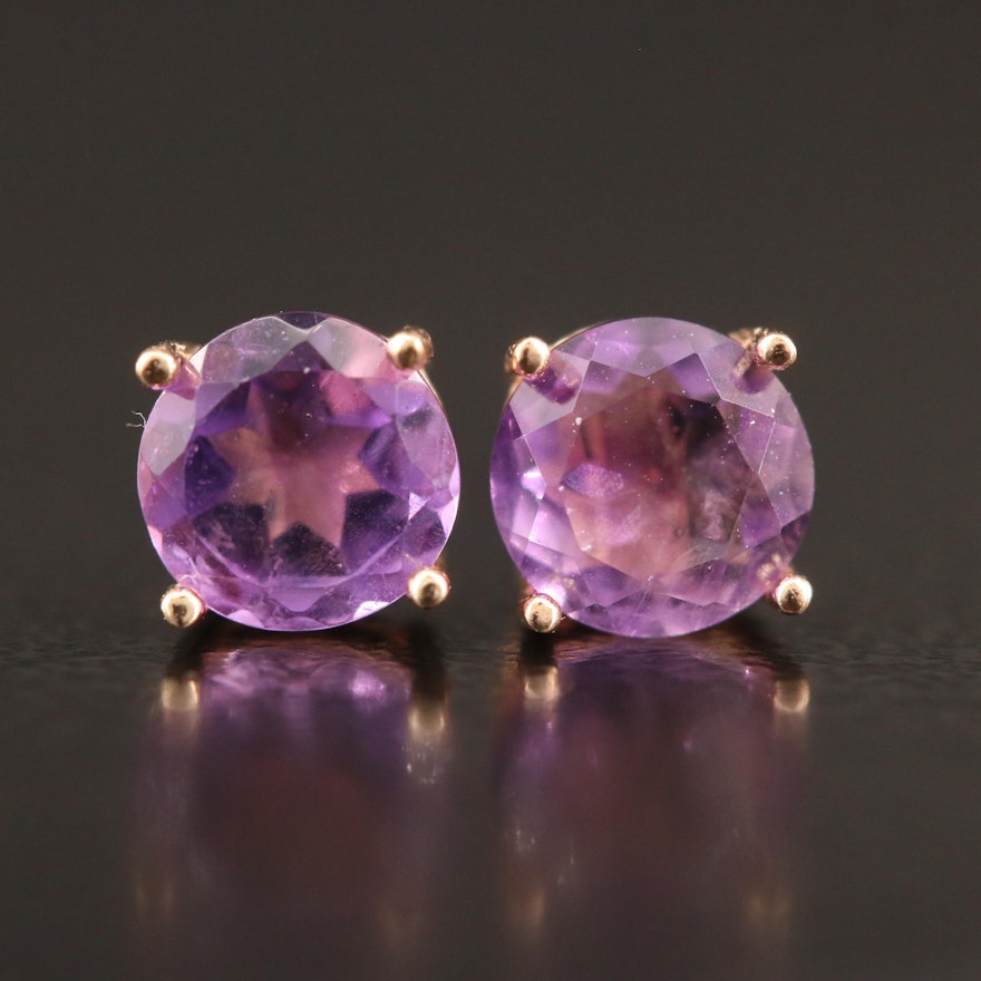 14K Amethyst Stud Earrings