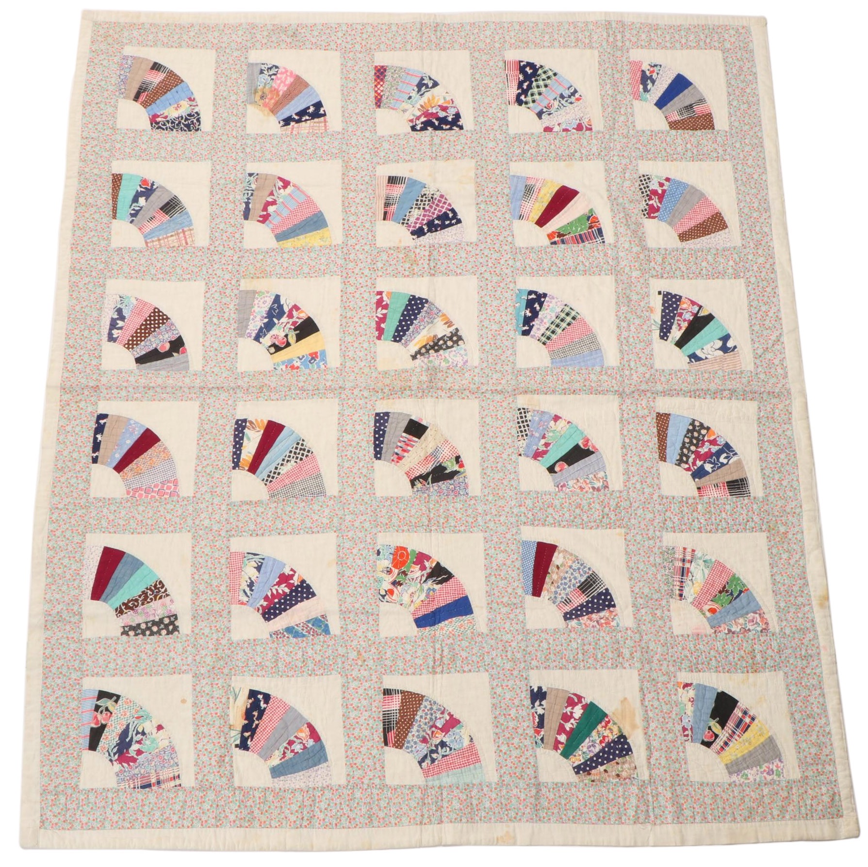 Handcrafted "Grandmother's Fan" Pieced Quilt