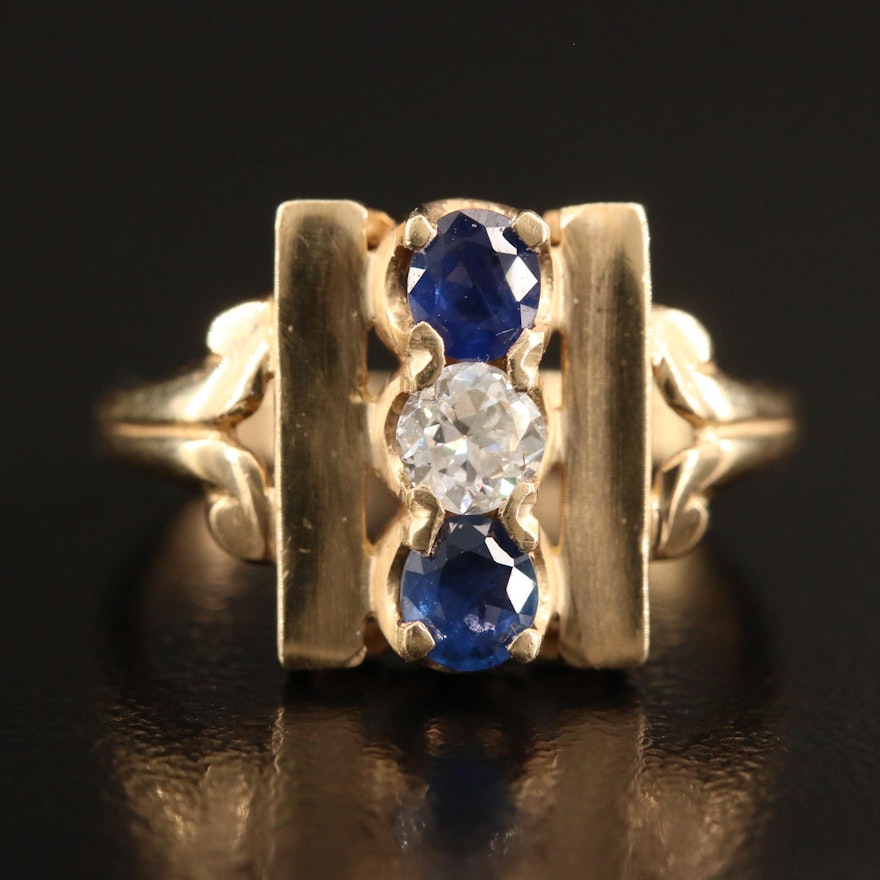 10K Sapphire and Diamond Ring