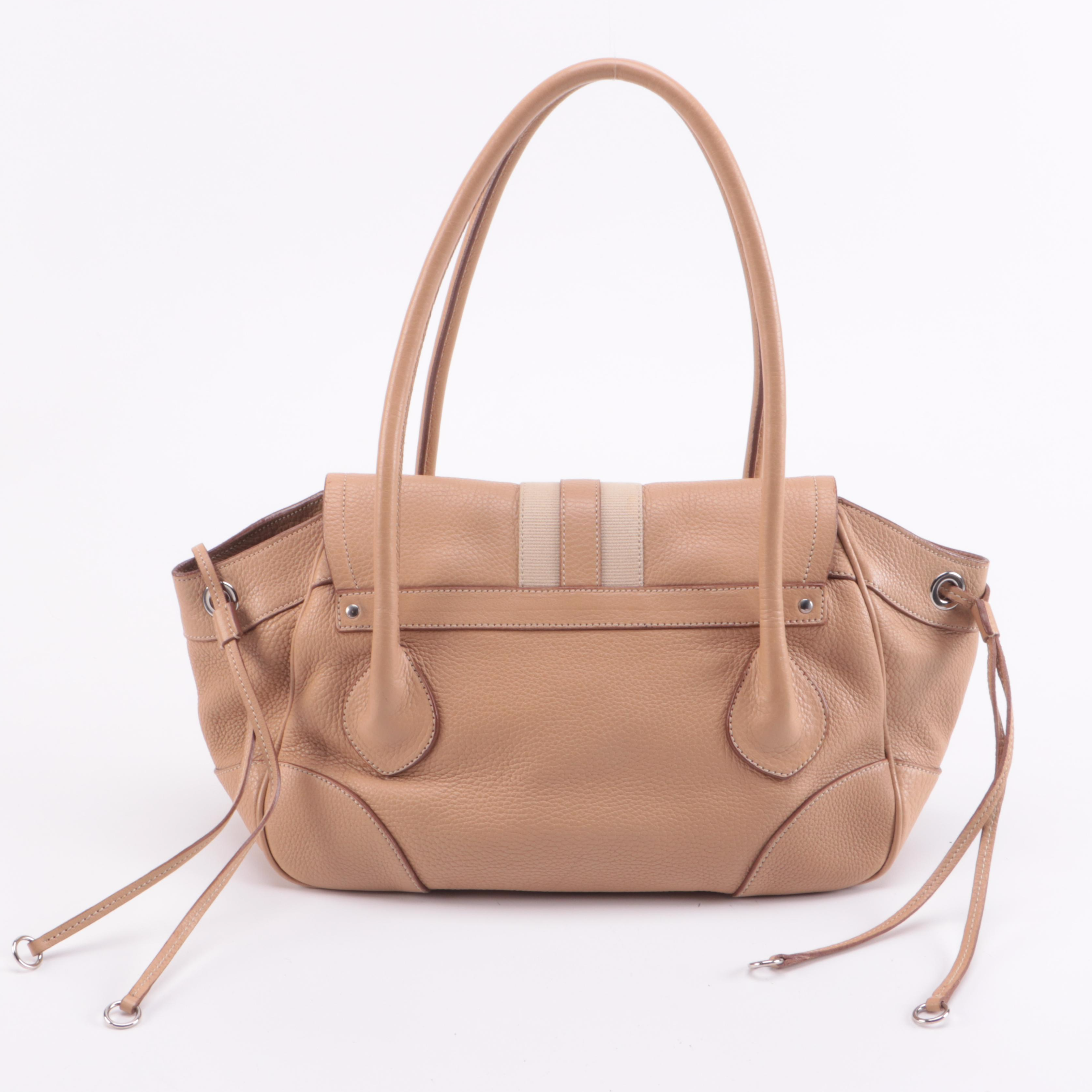 Prada Beige/Blush Daino Leather Shoulder Bag with Lizard Skin Embellishment