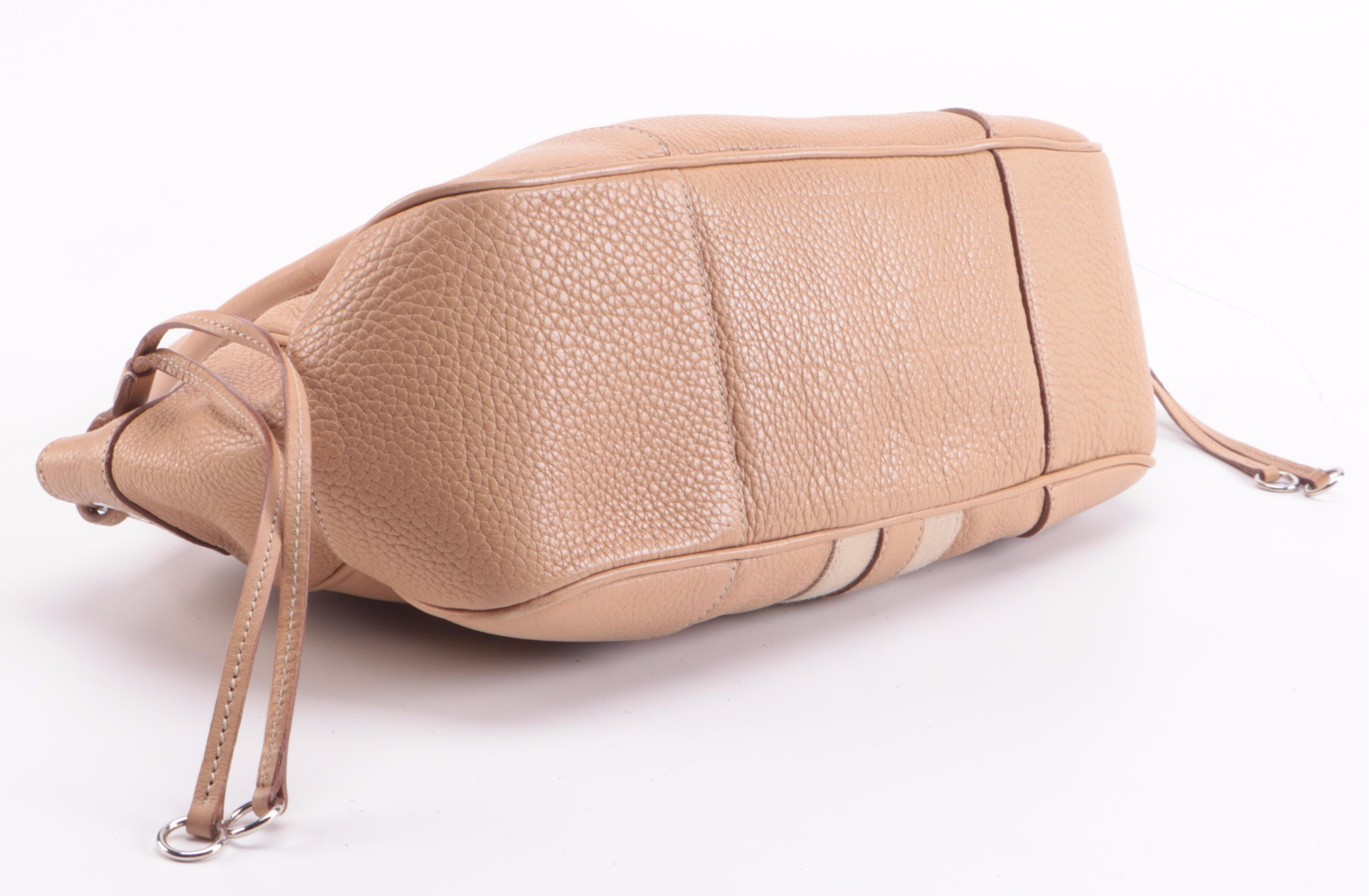 Prada Beige/Blush Daino Leather Shoulder Bag with Lizard Skin Embellishment