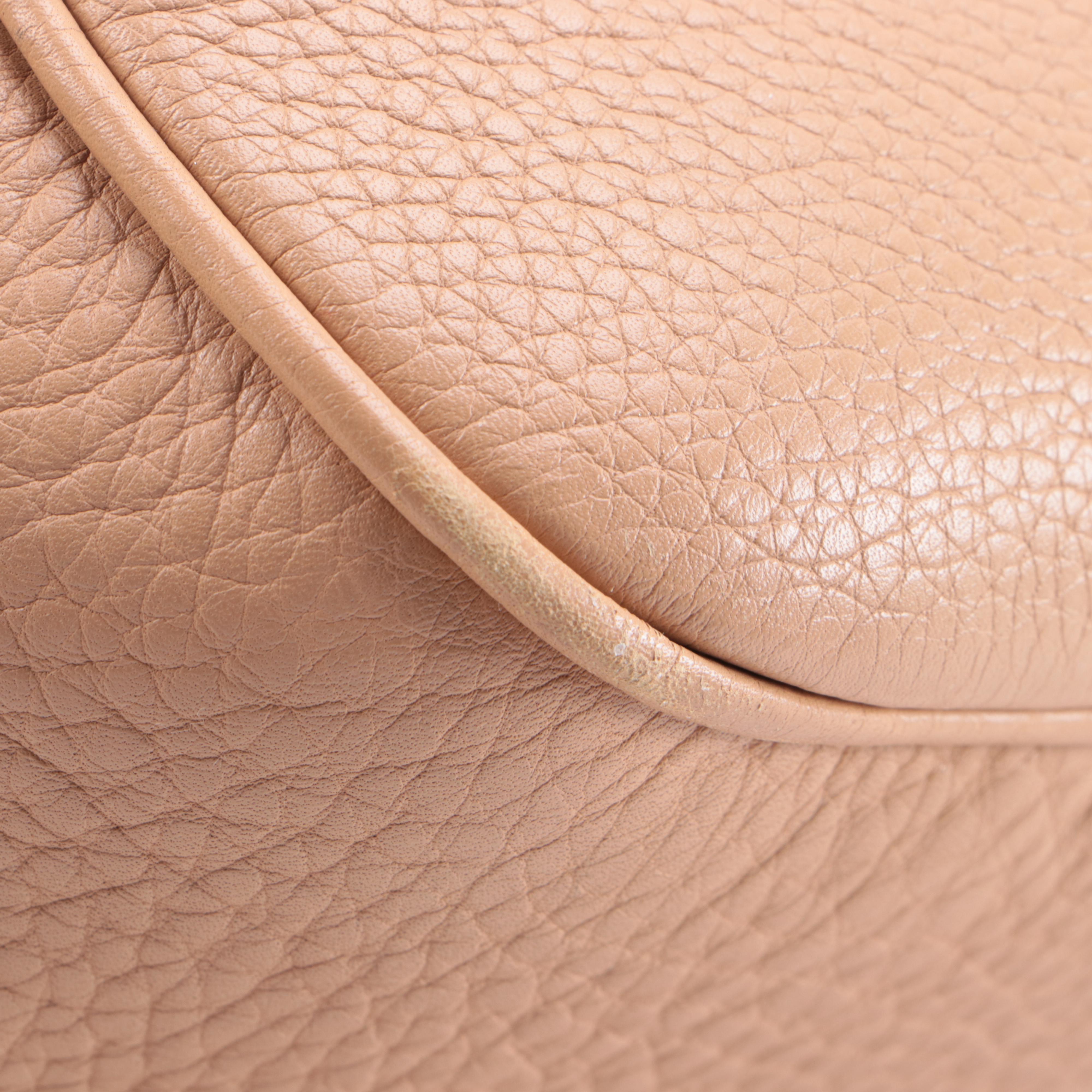 Prada Beige/Blush Daino Leather Shoulder Bag with Lizard Skin Embellishment