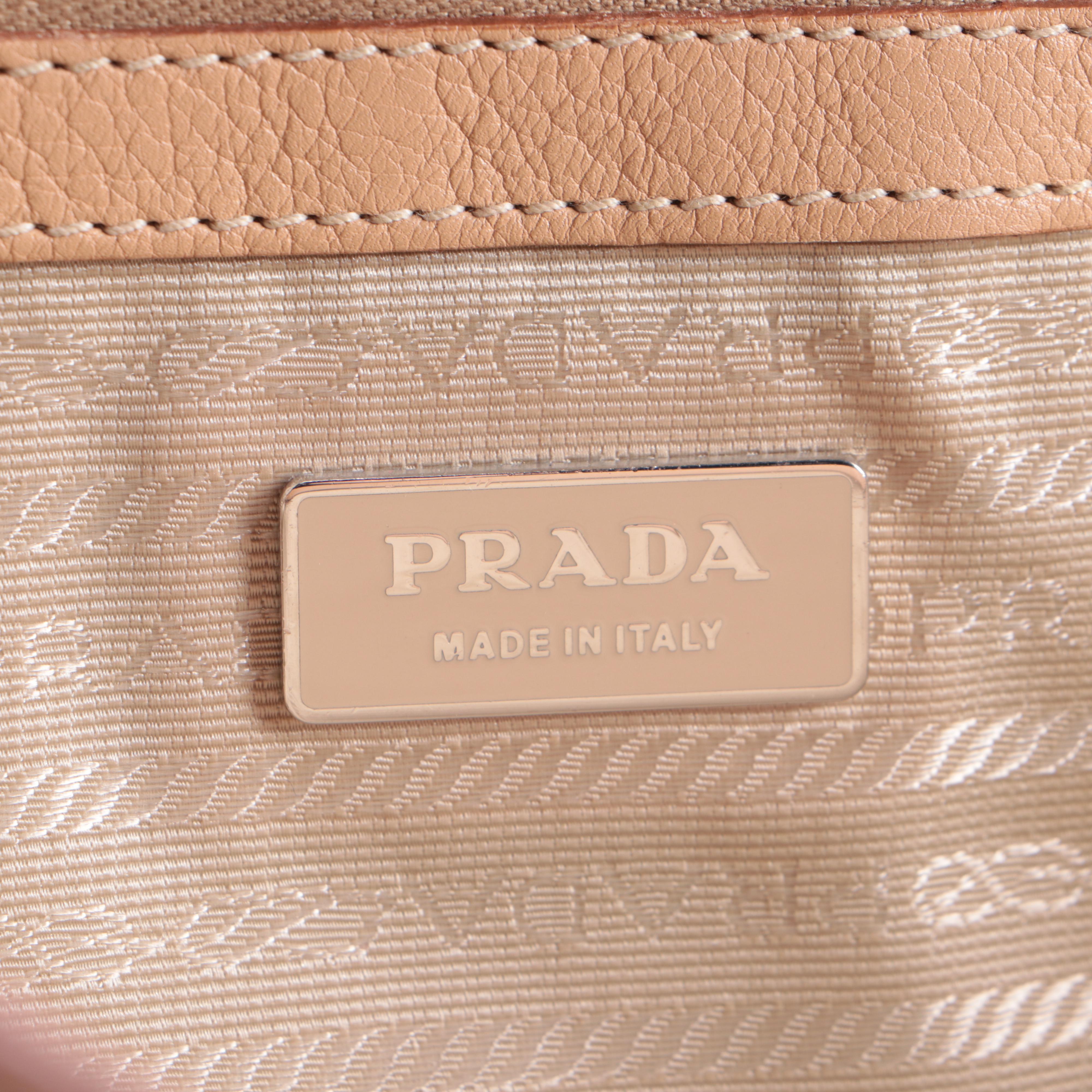Prada Beige/Blush Daino Leather Shoulder Bag with Lizard Skin Embellishment