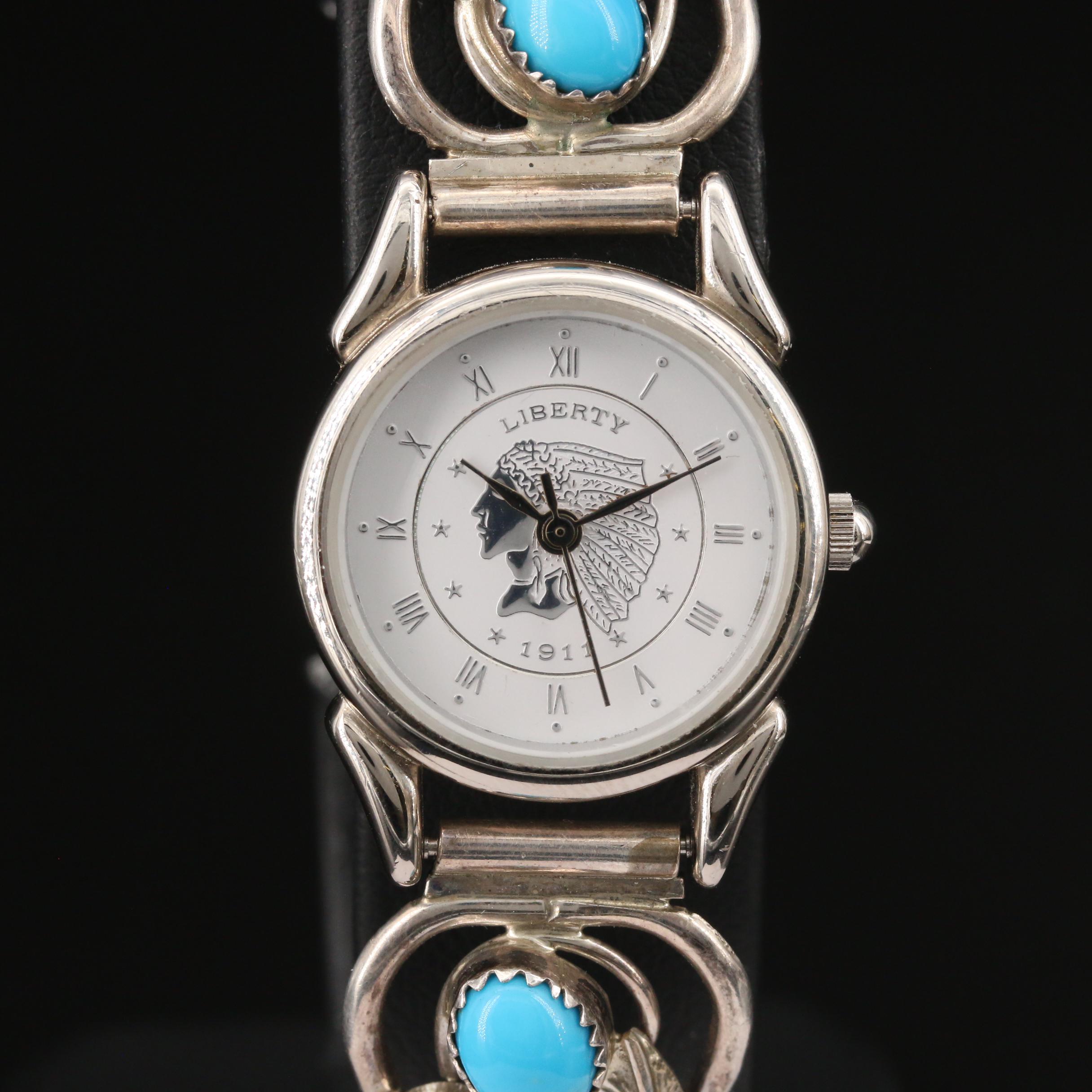 Darwin DeCamp Winnebago Tribe Turquoise and Lapis Lazuli Watch