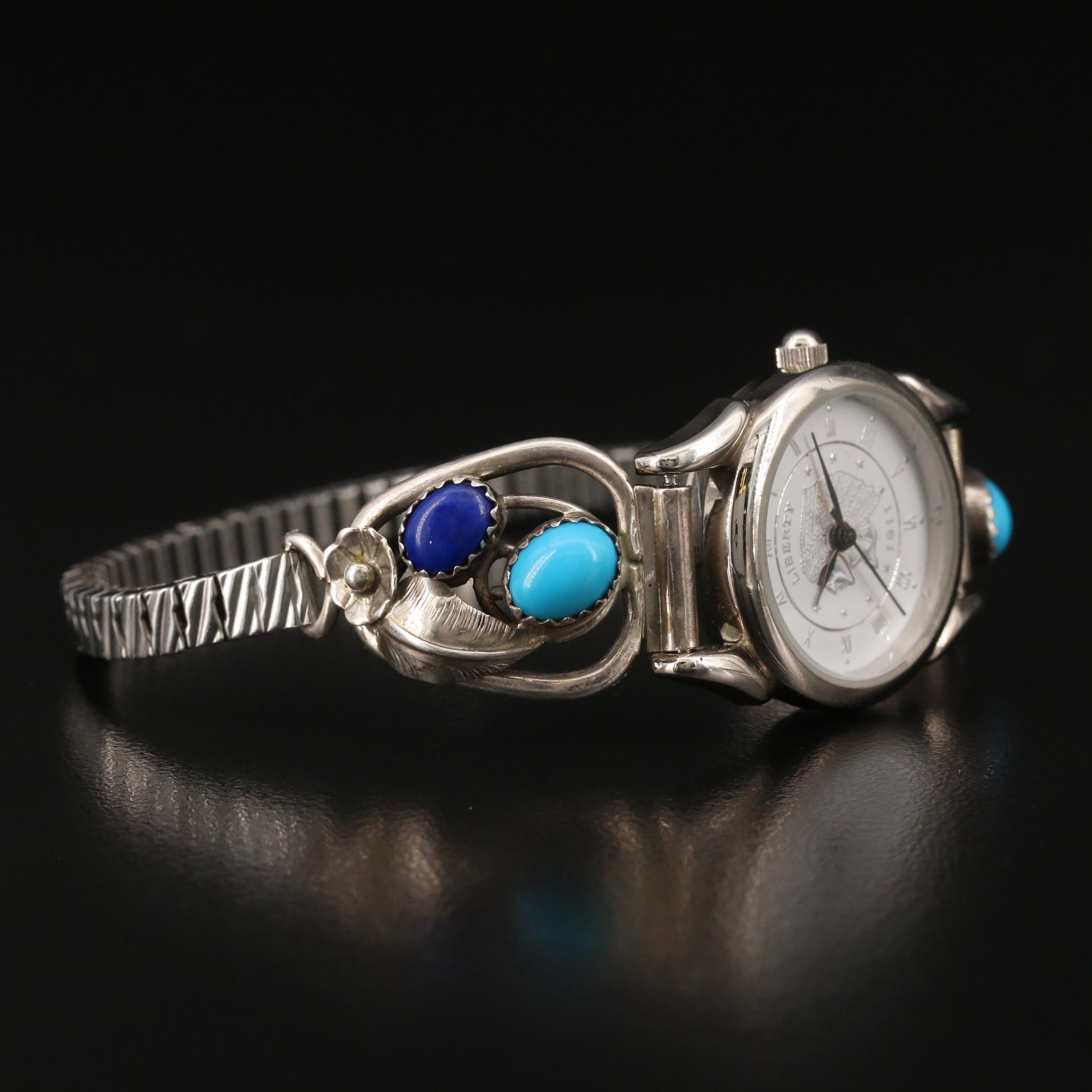 Darwin DeCamp Winnebago Tribe Turquoise and Lapis Lazuli Watch