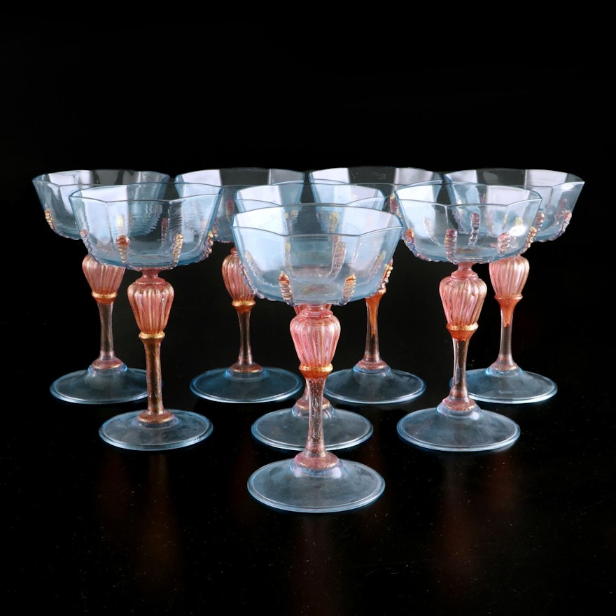 Salviati Venetian Art Glass Champagne Coupes