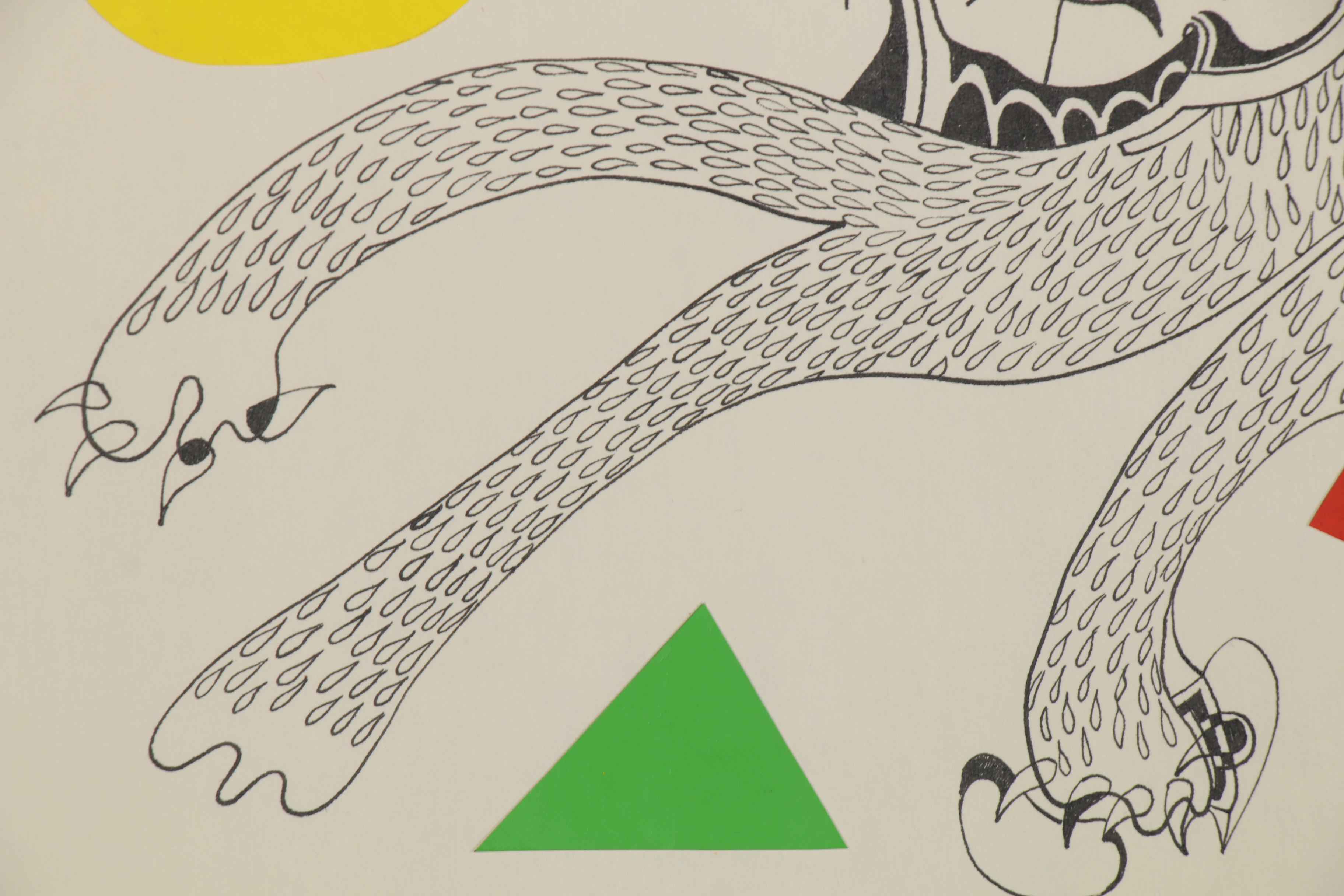 Eduardo Oliva Surrealist Paper Collage and Ink Drawing, 1985