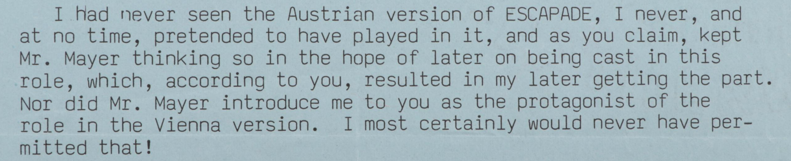 Luise Rainer Letter to Samuel Marx, 1987