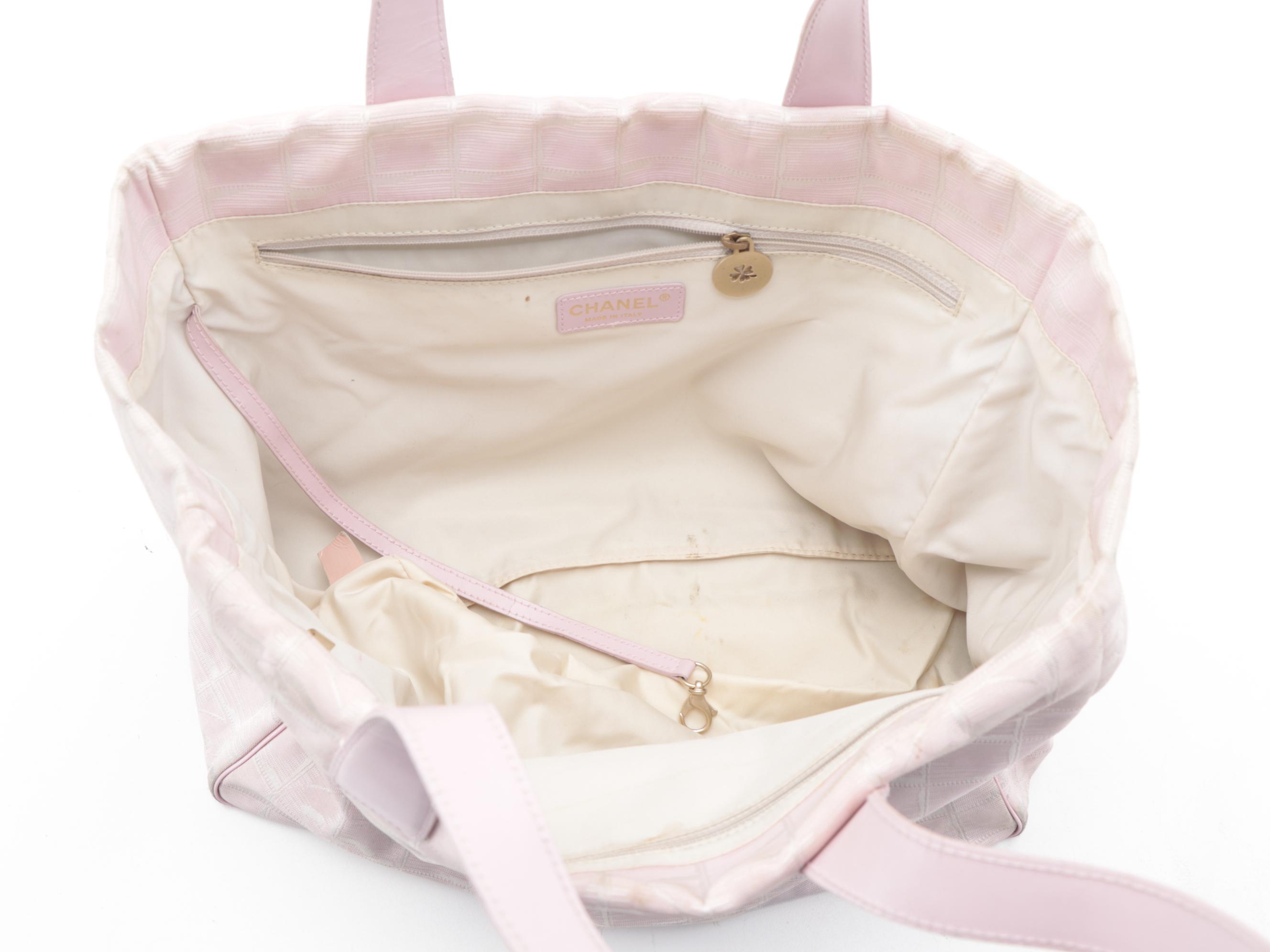 Chanel Traveline Tote Bag in Pink CC Nylon Jacquard and Leather