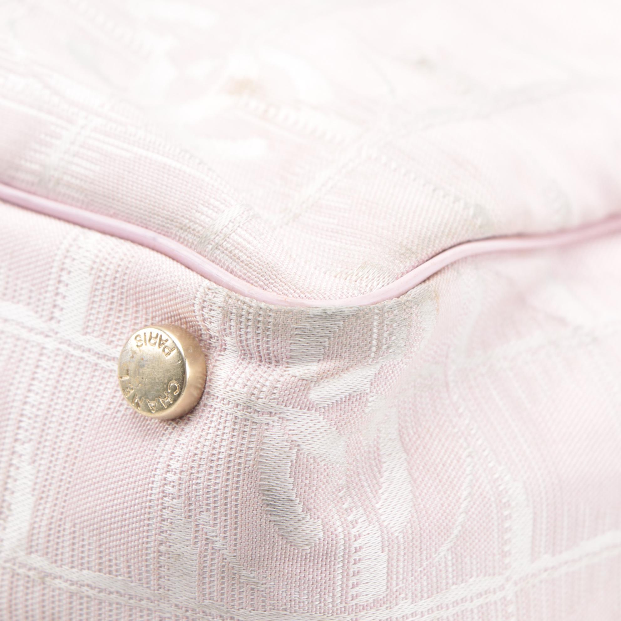 Chanel Traveline Tote Bag in Pink CC Nylon Jacquard and Leather