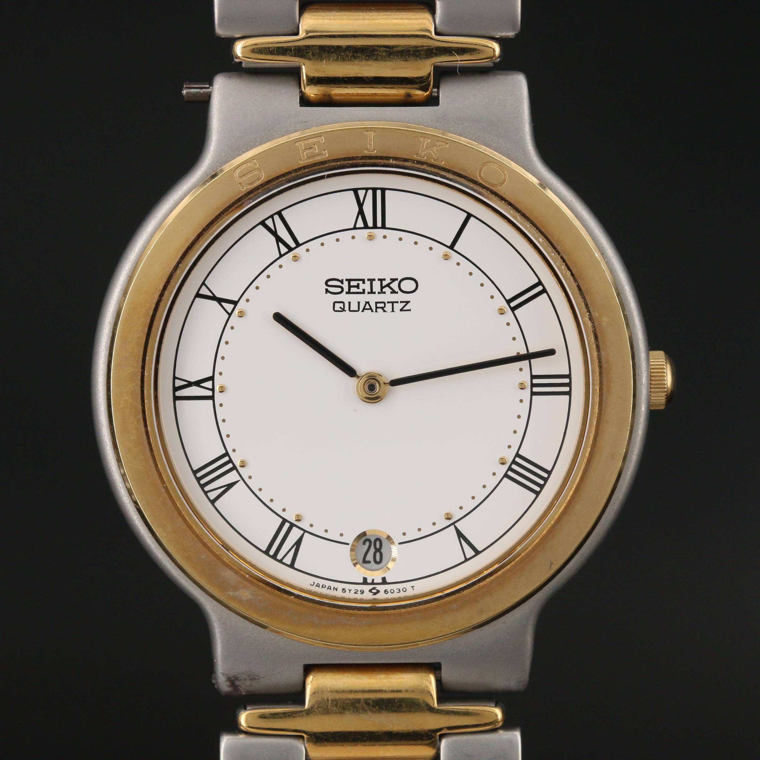 Seiko Two-Tone Quartz Watch with Date Window