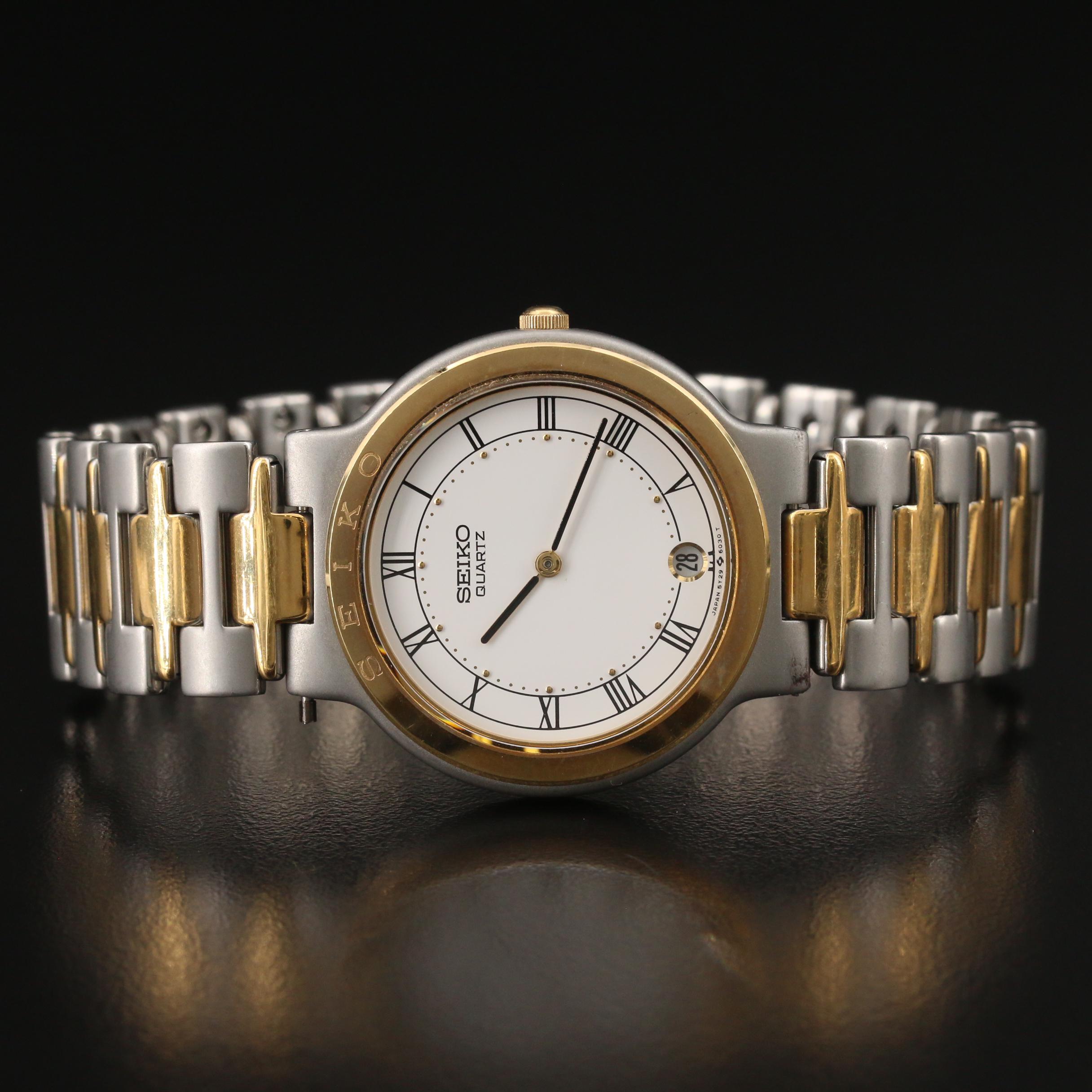 Seiko Two-Tone Quartz Watch with Date Window