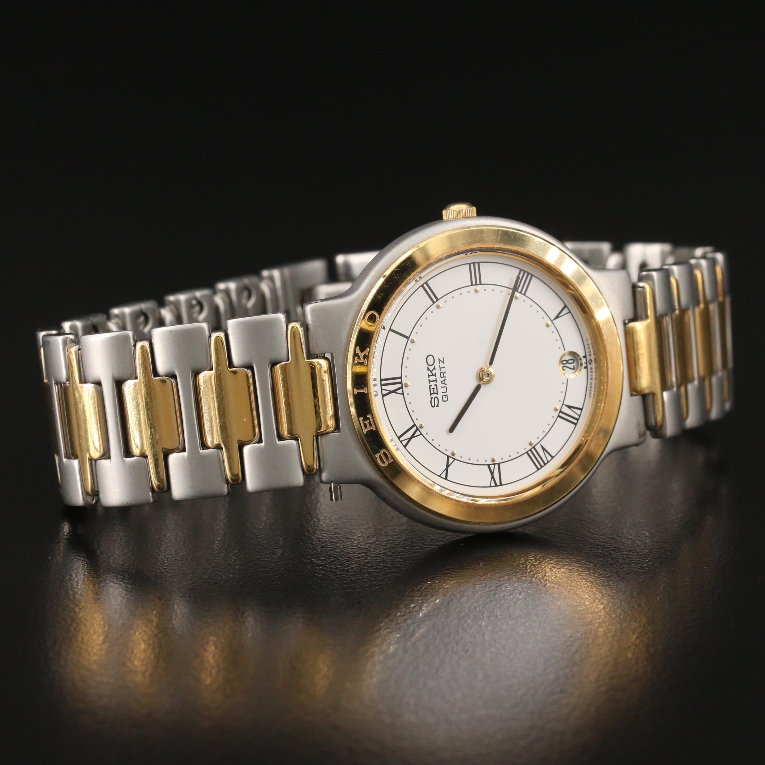 Seiko Two-Tone Quartz Watch with Date Window