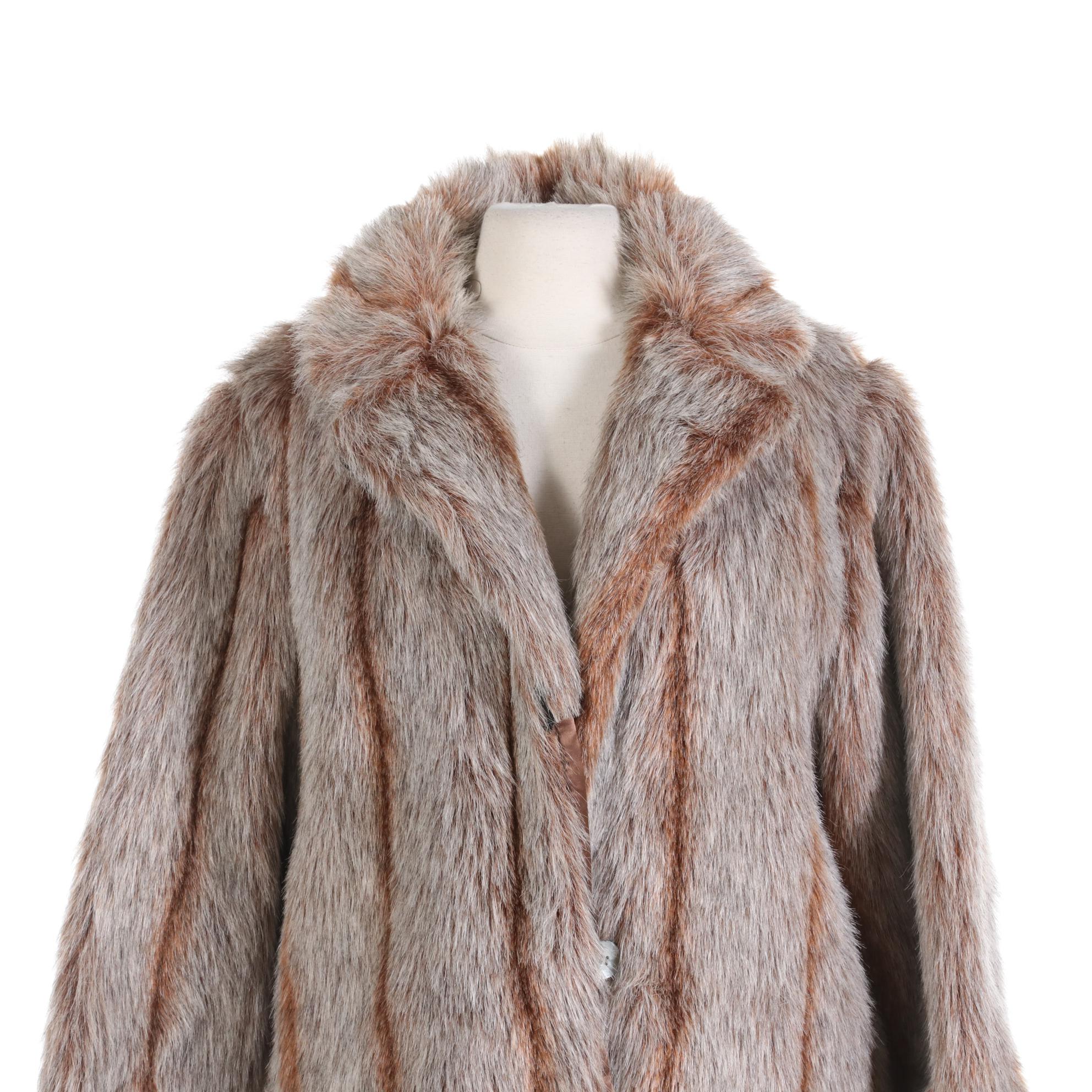 G. Caserotti Originals Faux Fox Fur Coat with Banded Cuffs