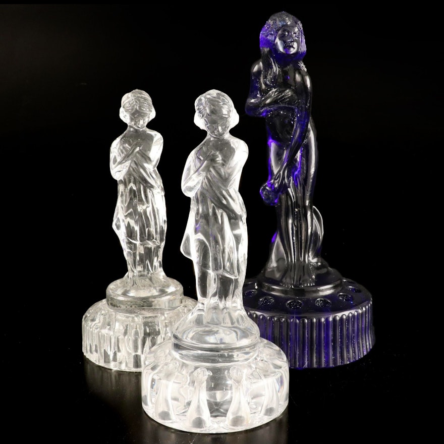 Cambridge and Summit Glass Female Nude Figural Flower Frogs, circa 1930s