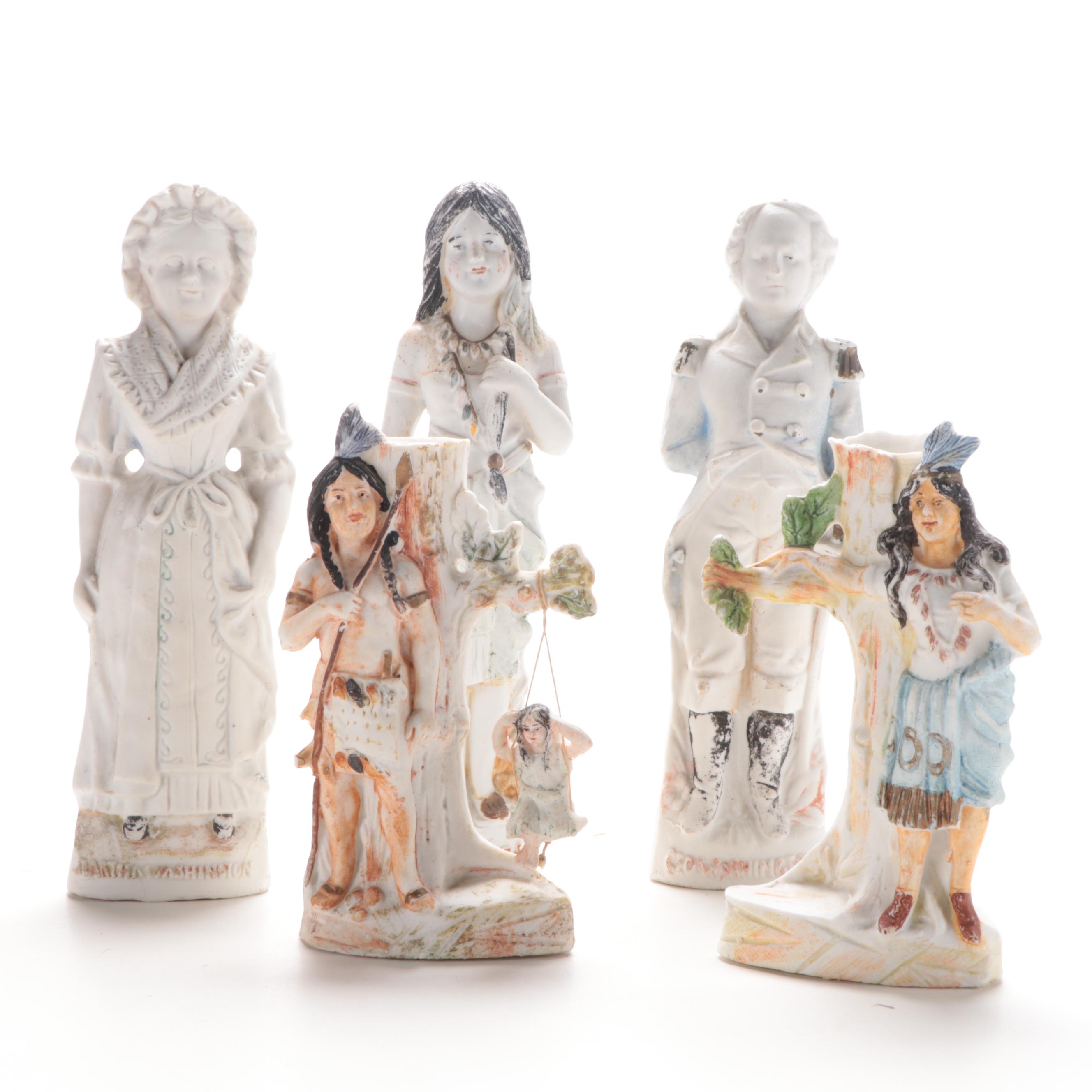 German Bisque Figurines Including a Matching George and Martha Washinton
