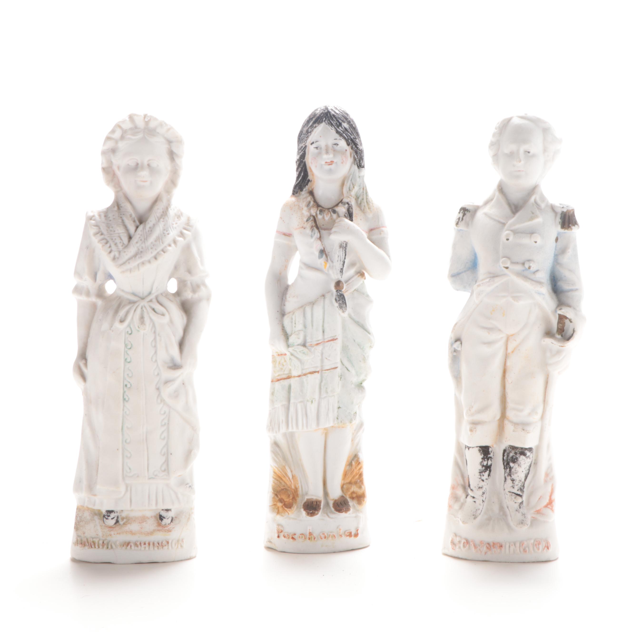 German Bisque Figurines Including a Matching George and Martha Washinton