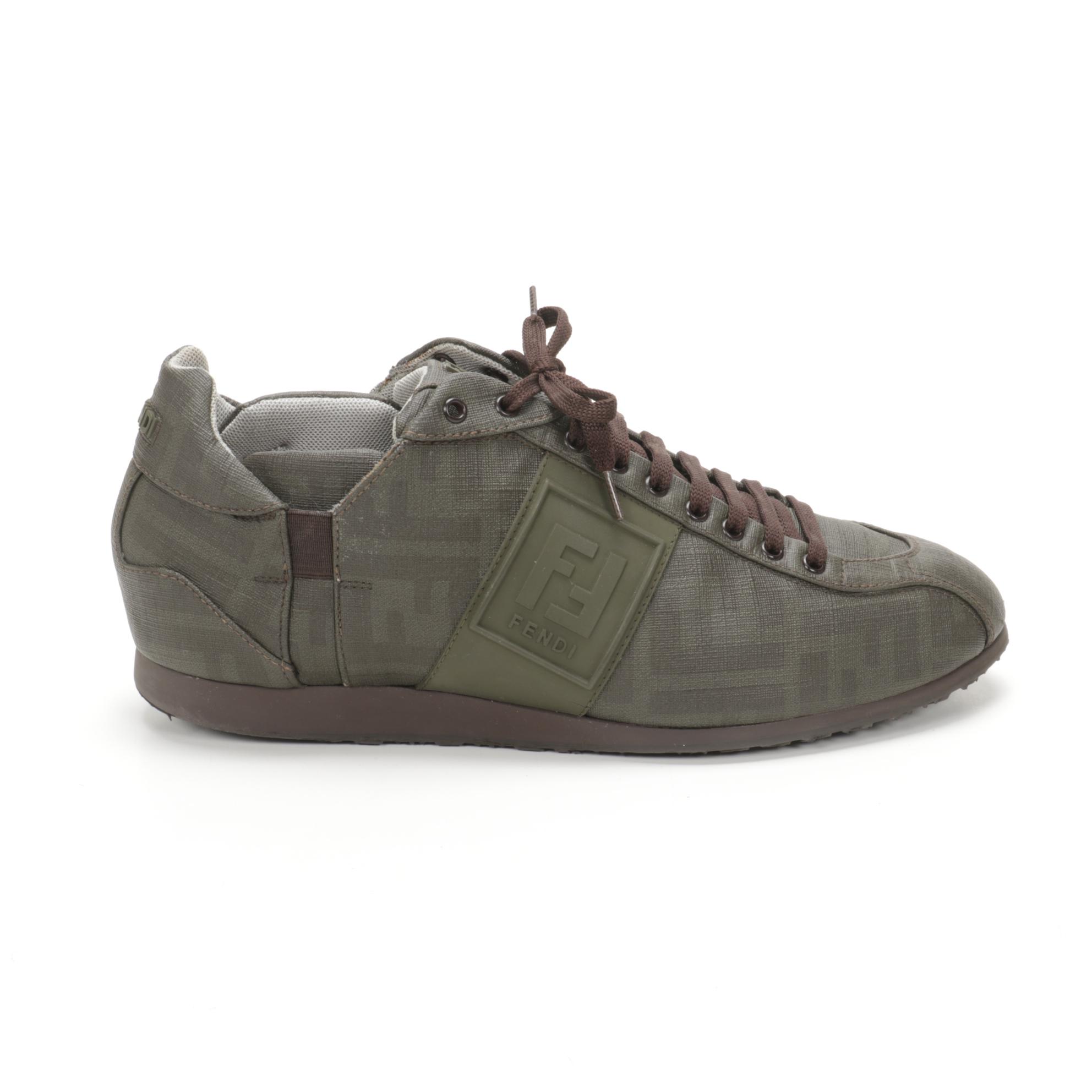 Fendi Sneakers in Olive Green Zucca Canvas