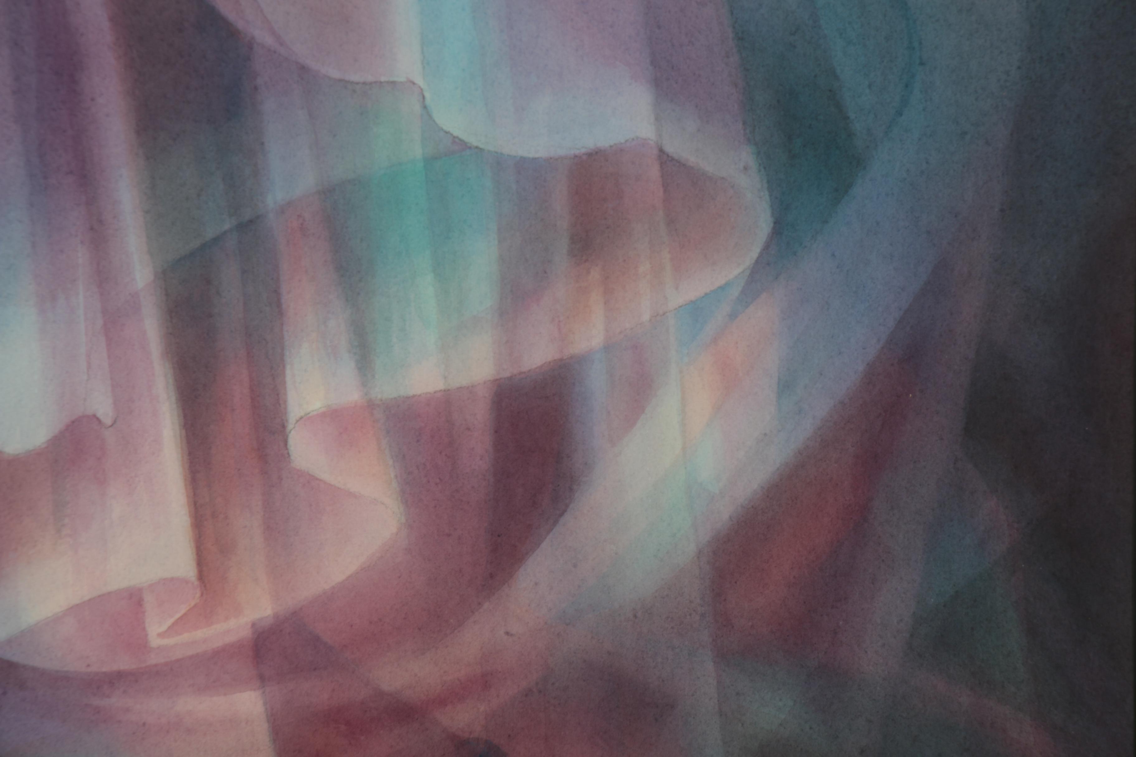 Leszek Forczek Illuminist Watercolor Painting, Late 20th Century