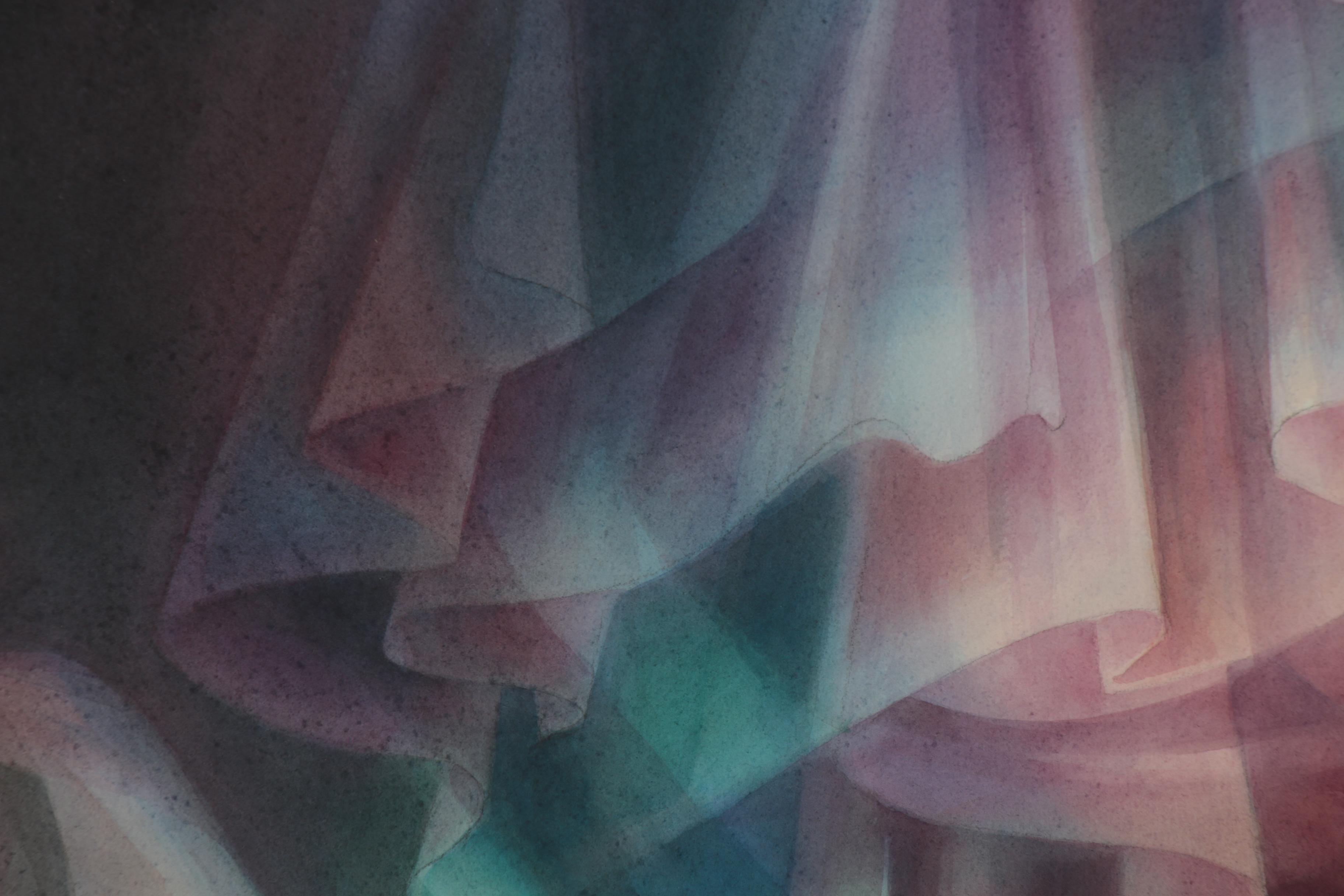 Leszek Forczek Illuminist Watercolor Painting, Late 20th Century