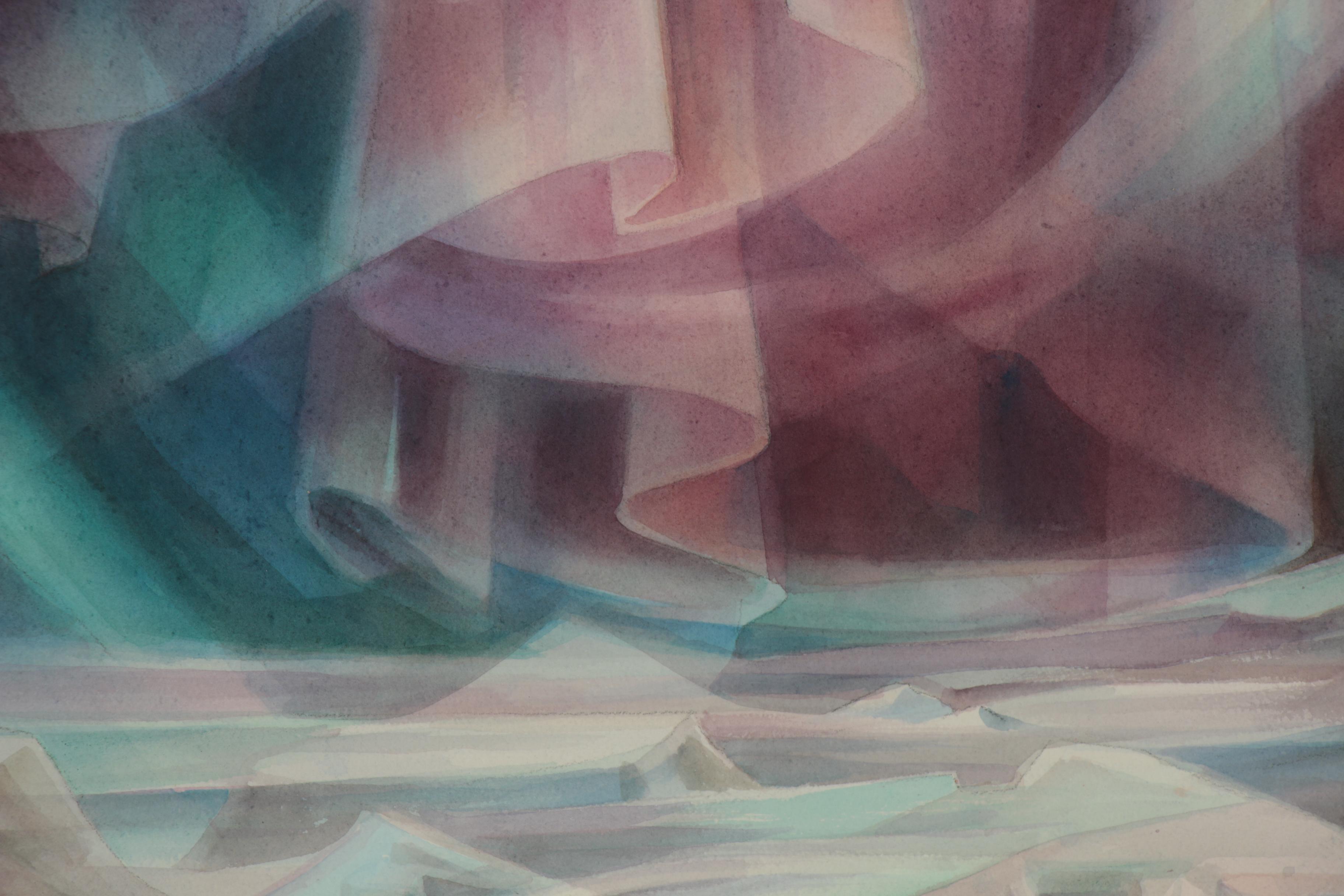 Leszek Forczek Illuminist Watercolor Painting, Late 20th Century