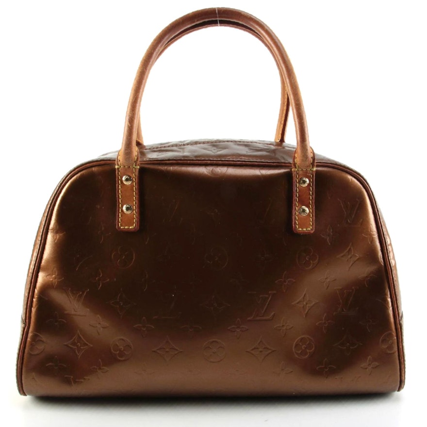 Louis Vuitton Tompkins Square Satchel in Monogram Vernis and Natural Leather