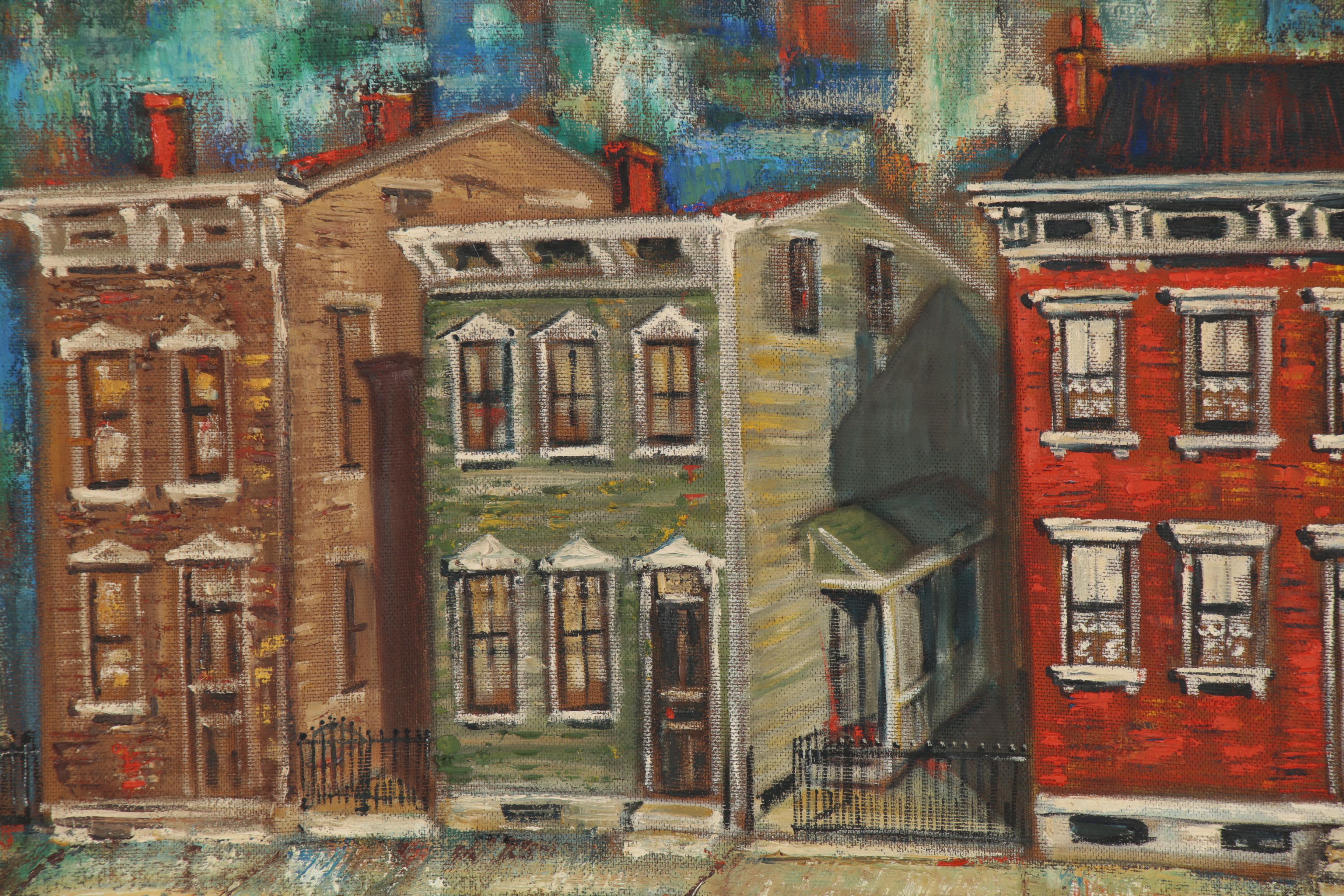 Lois Johannigman Oil Painting of Street View, Mid-20th Century