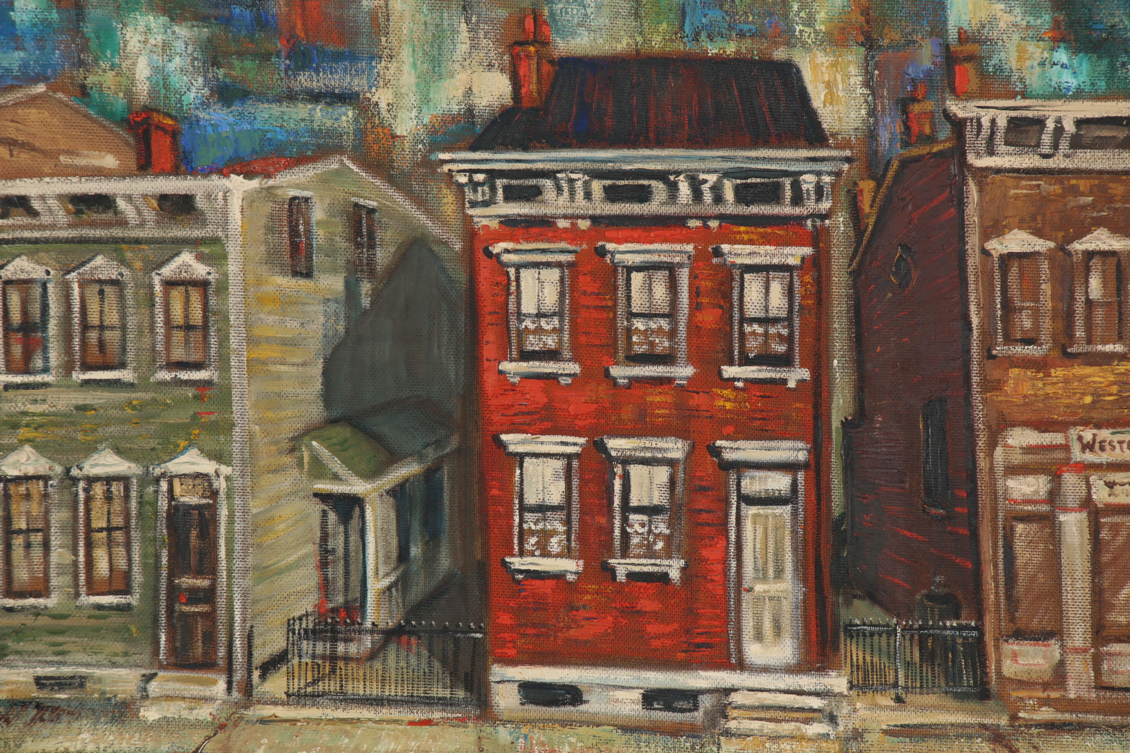 Lois Johannigman Oil Painting of Street View, Mid-20th Century